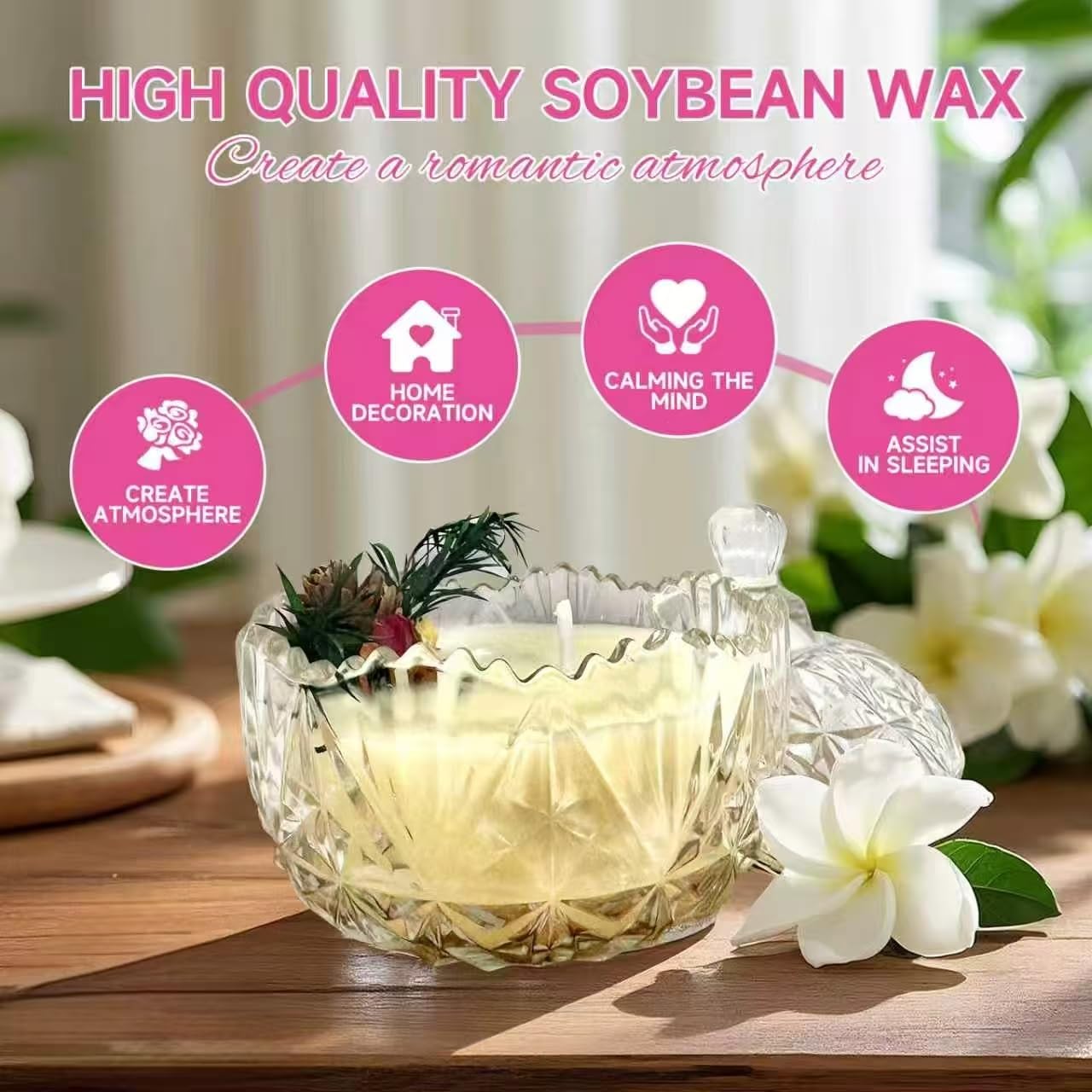 Joo Sko Gardenia Scented Soy Wax Candle, 7oz Clean Burning Jar Candle for Home, Elegant Home Decor Candle, Ideal Gift for Women, Birthday, Mother's Day, Housewarming