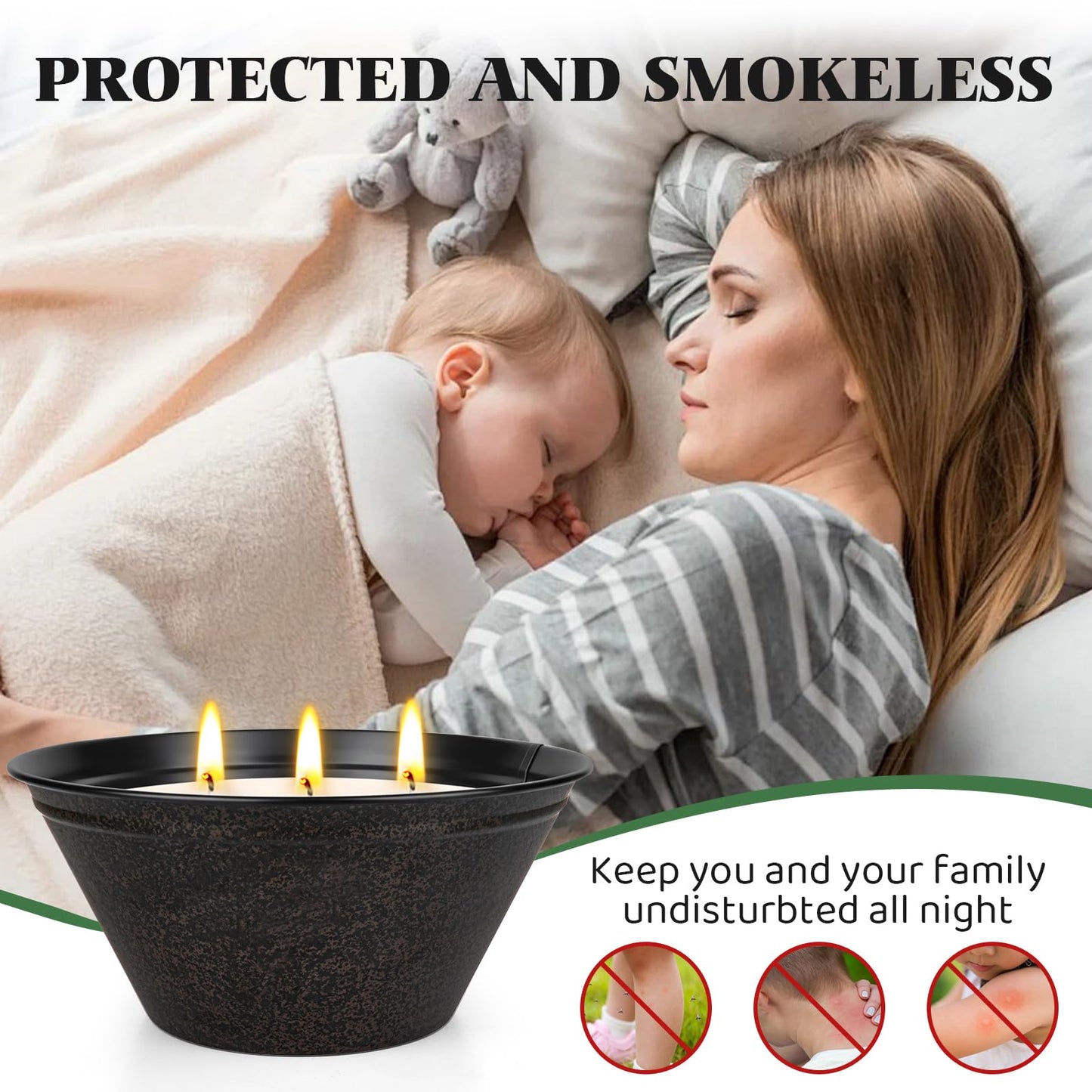 Citronella Candles Outdoor Large 23oz 3-Wick Natural Citronella Lemongrass Soy Wax Bucket Candle Up to 100 Hours Outdoor Candles for Patio,Yard,Fishing,Home Decor,Backyard in Summer