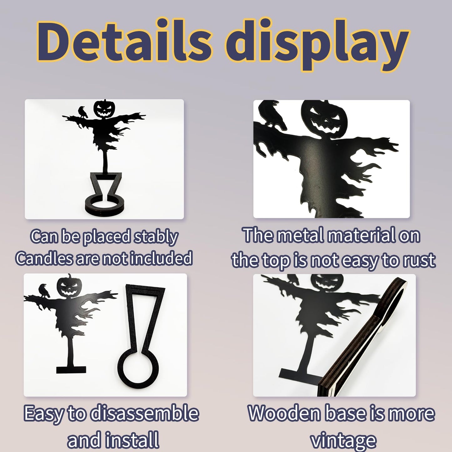 Halloween Candle Holder Spooky Ghost Tealight Shadow Caster Decorations Skeletons Black Metal Desk Candlestick Holder Ornament for Home Party,Scary Candle Stands Table Decor (Shadow Man)