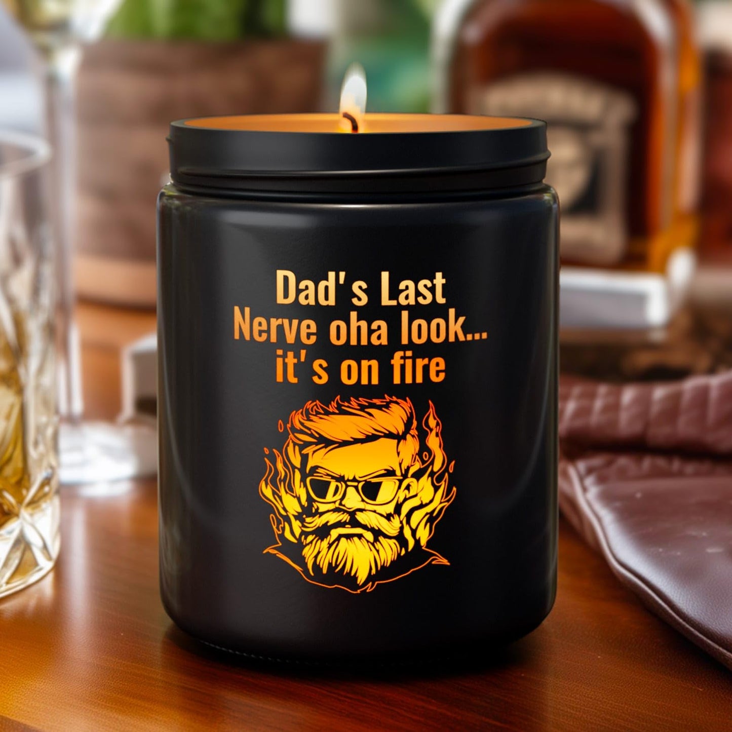 Christmas Candles for Men,Christmas Gifts from Kids, Birthday Xmas Holiday Candle Gifts for Dad, Dad's Last Nerve,Leather Scented,Perfect for Xmas,New Year,Winter Décor,Over 40 Hours,100% Soy Wax