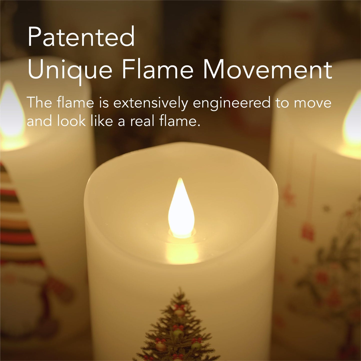 Softflame Christmas Flameless Candles with Remote Control, 3"x 5"Battery Operated Flickering 3D Wick Real Wax Pillar Christmas Gift Tree Candle