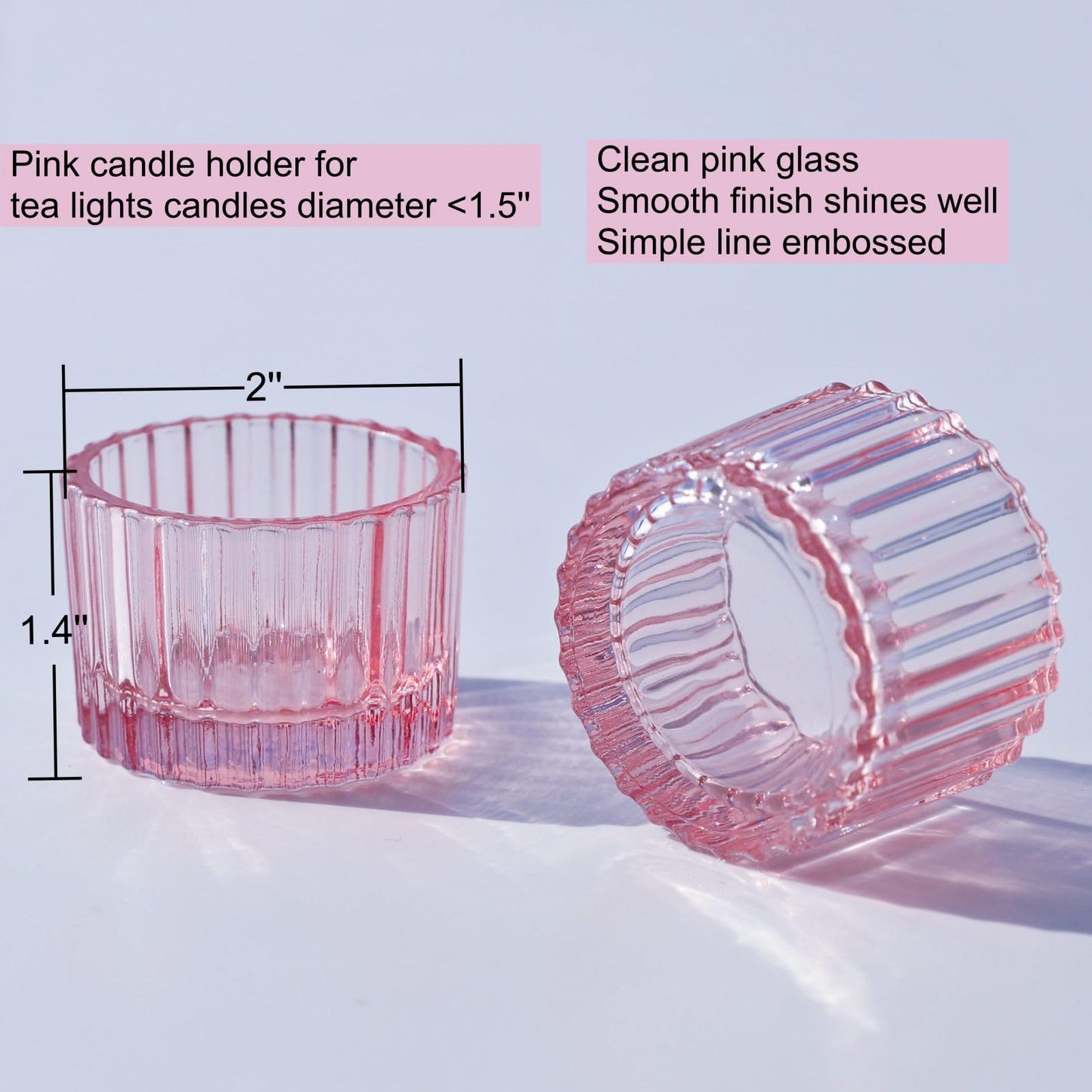 VOHO Pink Candle Holders for Girl Birthday Gifts, 12pcs Tealight Candle Holder for Centerpiece Table Decorations, Glass Candle Holder for Votive Candles & Tea Lights Candles