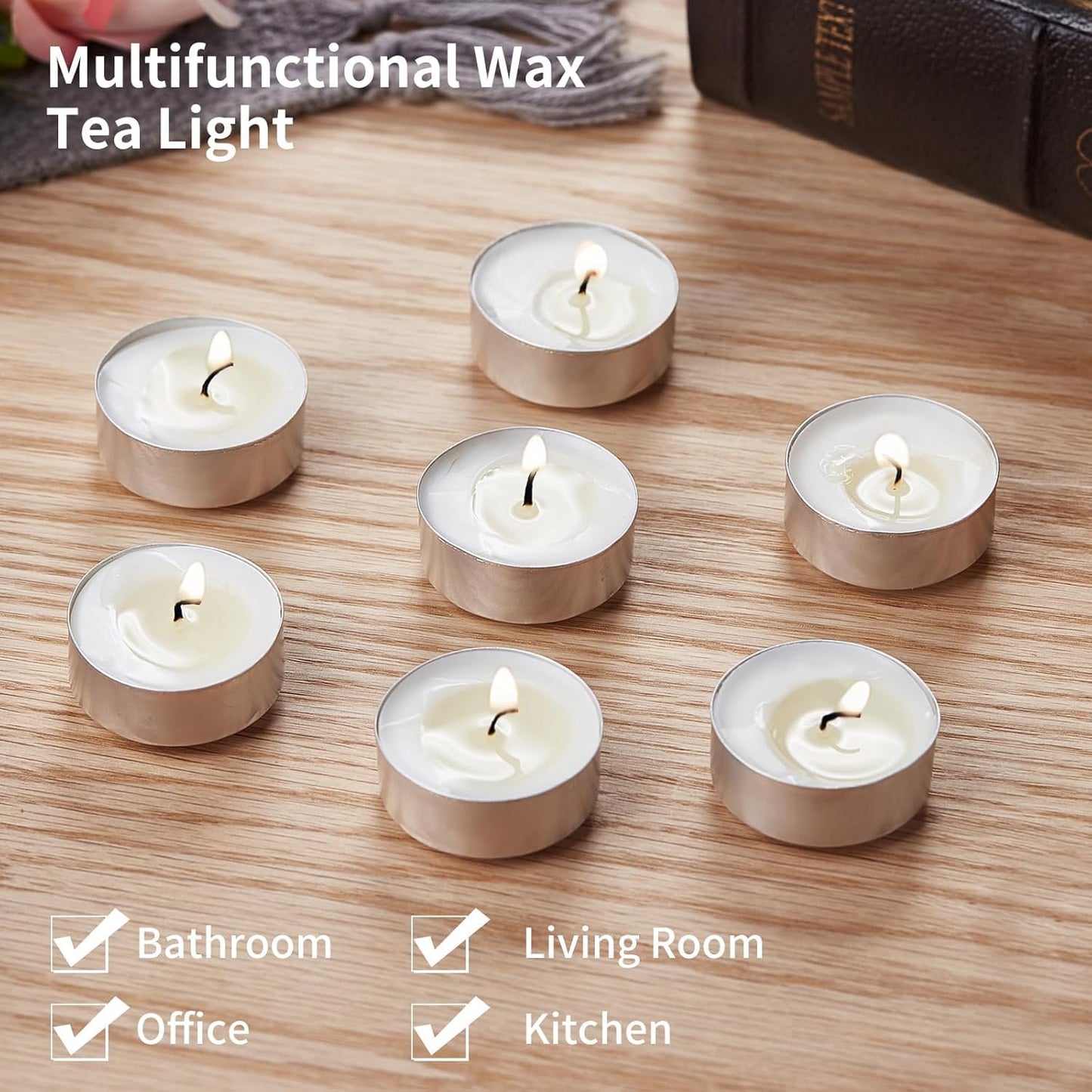 30-Pack Scented White Tealight Candles - 2 Hour Burn Time, Natural Palm Wax, Smokeless, with Cotton Wick in Aluminum Shell - Ideal for Weddings, Bathing, and Festive Decor - 1.2" x 1"