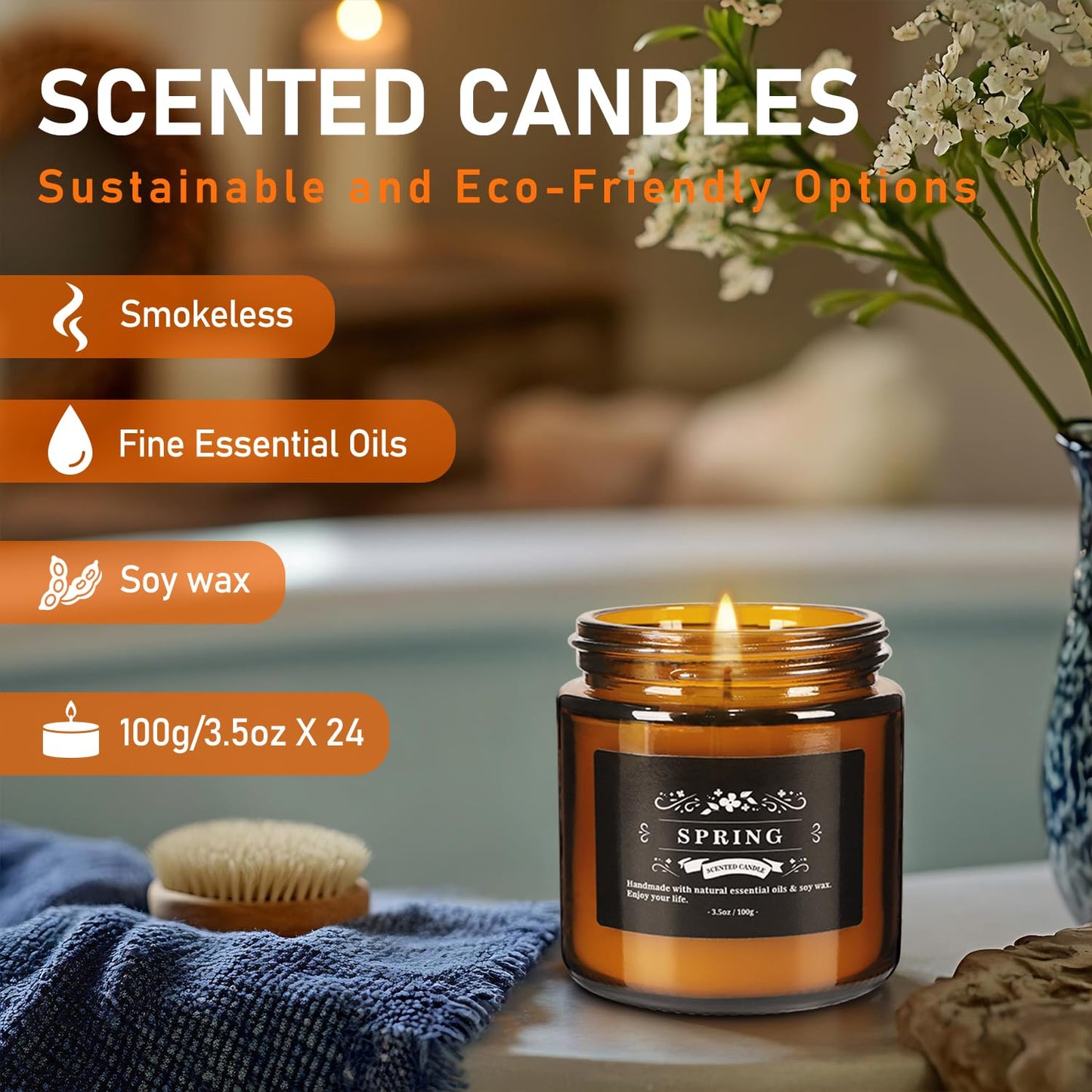 24 Packs Scented Candles for Home, 3.05oz，Soy Wax Aromatherapy Candles with 12 Fragrances, Smokeless Natural Essential Oil Candles for Relaxation, Gifts, Parties, Yoga,Home Decor