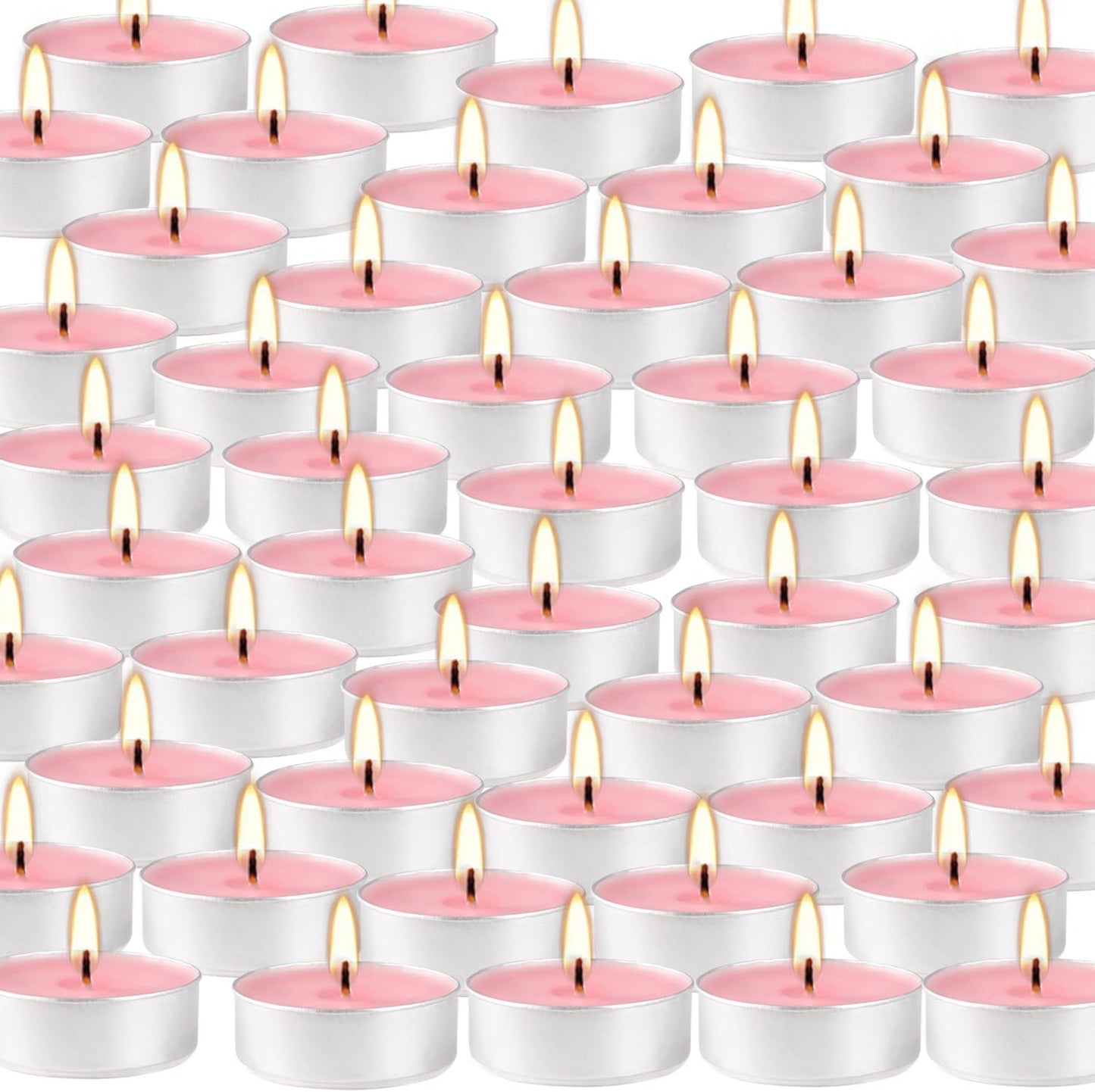 Howemon Pink Rose Scented Tealight Candles - 4 Hours - Giant 100 Bulk Packs - Smokeless Tea Lights for Valentine's Day, Weddings, Christmas, Home Decorative