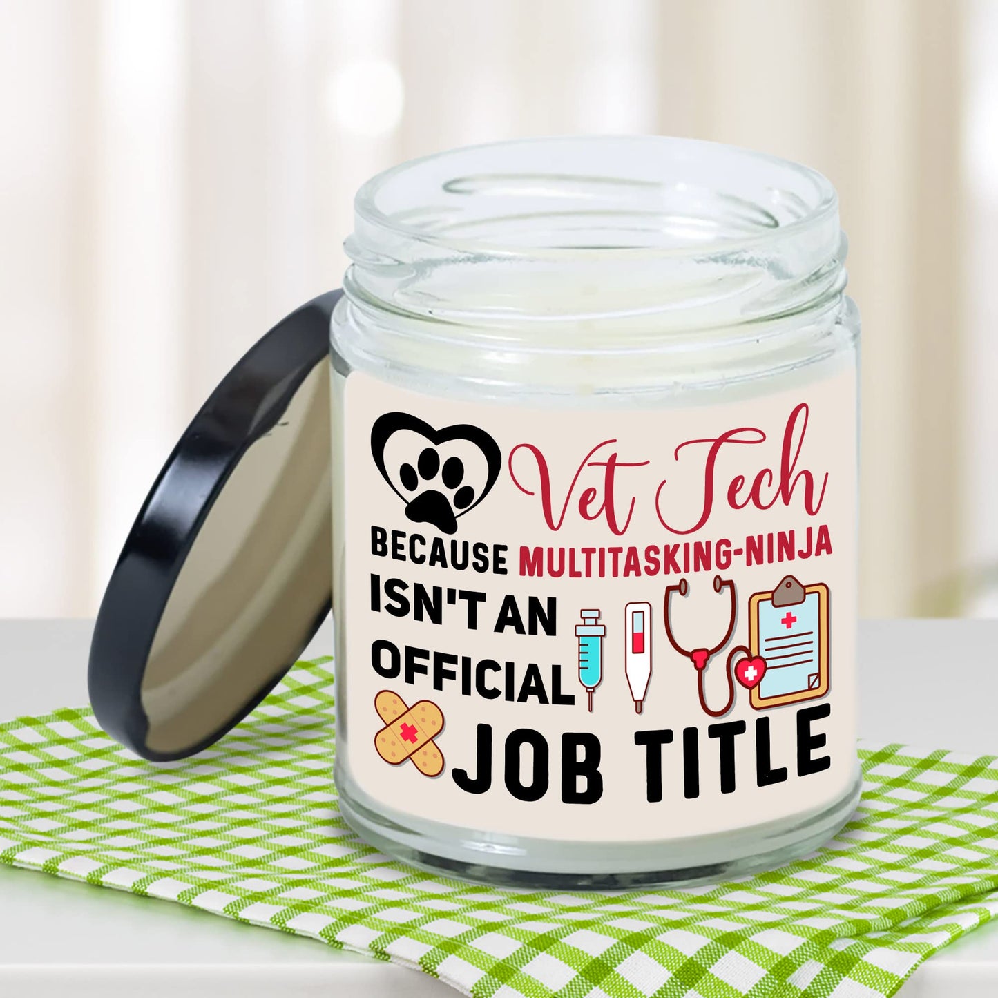 MEDROC Best Vet Tech Gifts Candle - 9oz Vanilla Soy Candle, Veterinary Thank You Gift for Technician Assistant Coworker, Vet Tech Week Gift for Women Men Home Decor (VTC06)