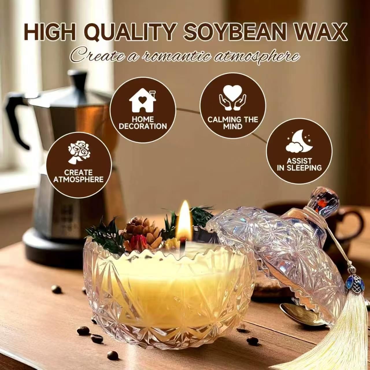 Joo SKo Uncented Soy Wax Candle, 7oz Fragrance-Free Candle for Home, Long Burning Clean Jar Candle, Home Decoration,Thoughtful Gift for Women, Birthday, Mother's Day, Housewarming