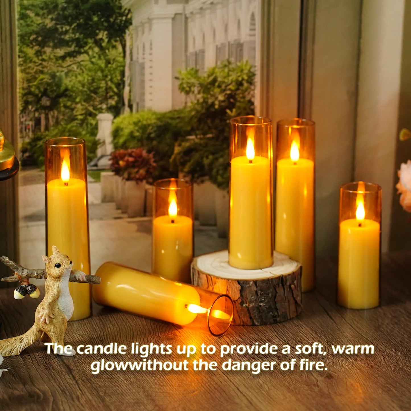 Nimiko Small Flickering Flameless Candles - Battery Operated LED Fake Candles, Pack of 12 (D1.57 x H4 5" 6") for Holiday Decor, Home, Weddings (Gold)