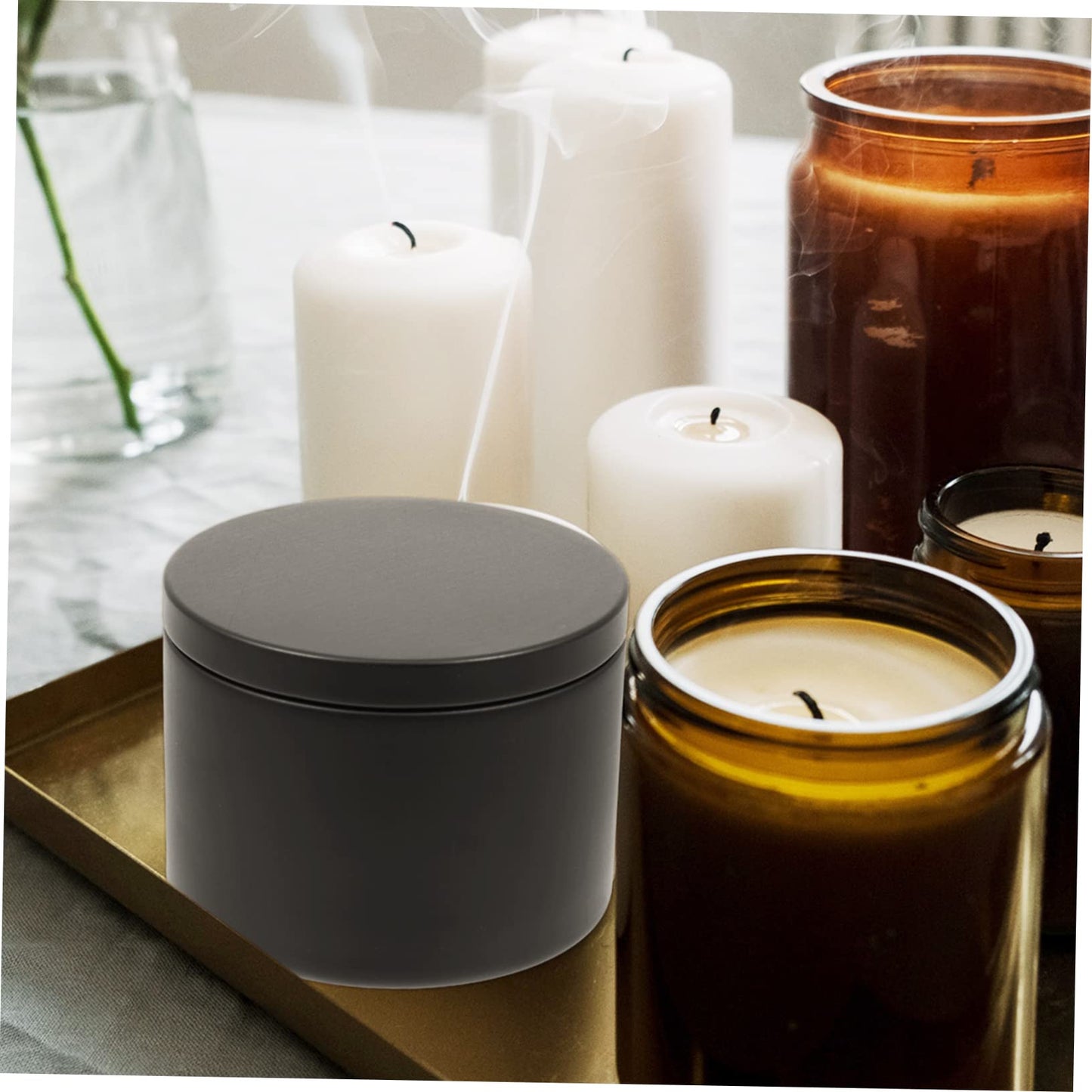 OHPHCALL 3pcs Metal Candle Jars Lids Practical Iron Candle Containers for Home Decor Parties and Weddings Elegant and Reusable Storage for Candies