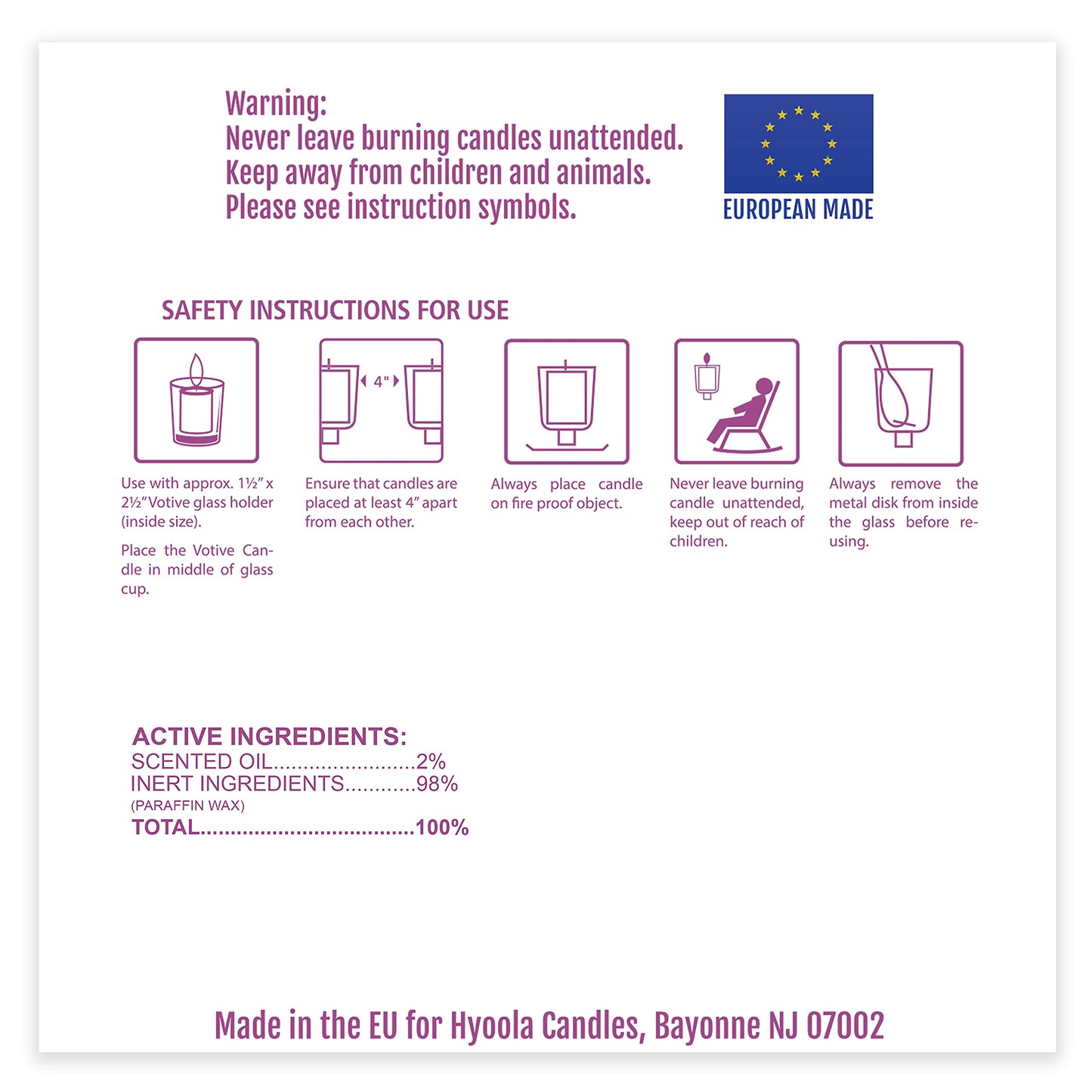 HYOOLA Scented Votive Candles - Harmony Votive Candles -12 Hour Burn Time - 9 Pack - European Made