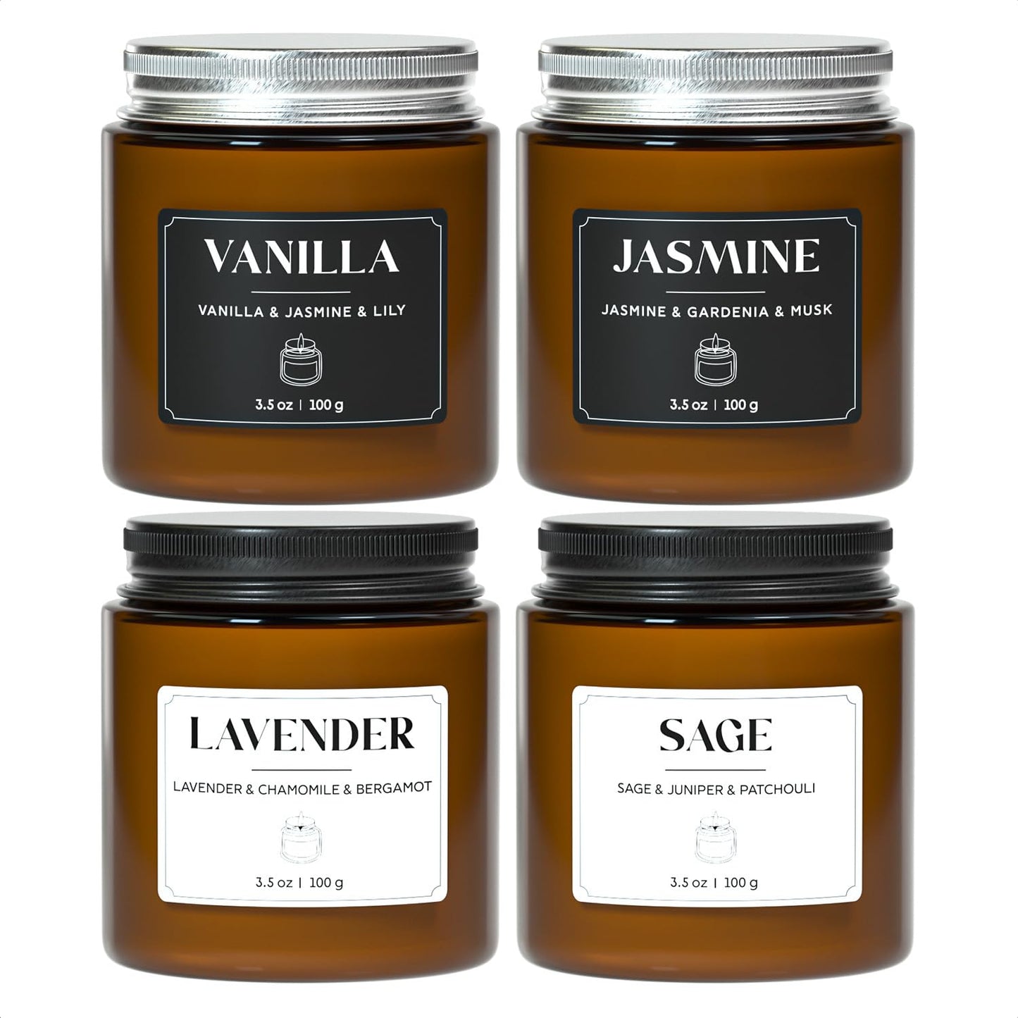 NORVENCE Scented Candles Gift Set, Stress Relief Candles for Home, Premium Soy Candle Set, Candles for Women and Men, Birthday Gifts (Black & White, 14 oz)