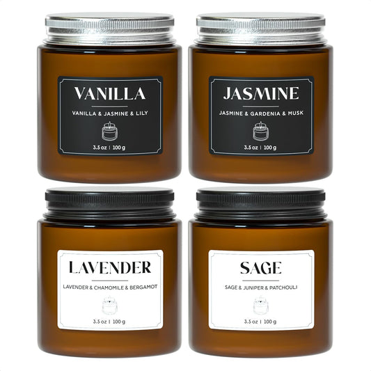 NORVENCE Scented Candles Gift Set, Stress Relief Candles for Home, Premium Soy Candle Set, Candles for Women and Men, Birthday Gifts (Black & White, 14 oz)