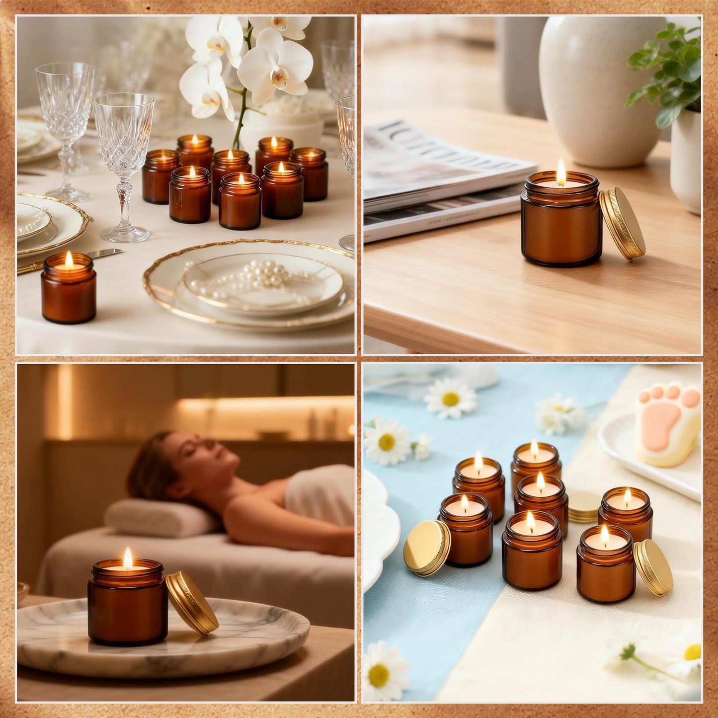 Trxvxo 24 Pcs 4 Oz Mini Soy Wax Candles, Mahogany & Teakwood Scented Aromatherapy Candles Bulk Set, Stress Relief Relaxation Candle, Ideal for Wedding Birthday Party Favors, Gifts and Home Decor