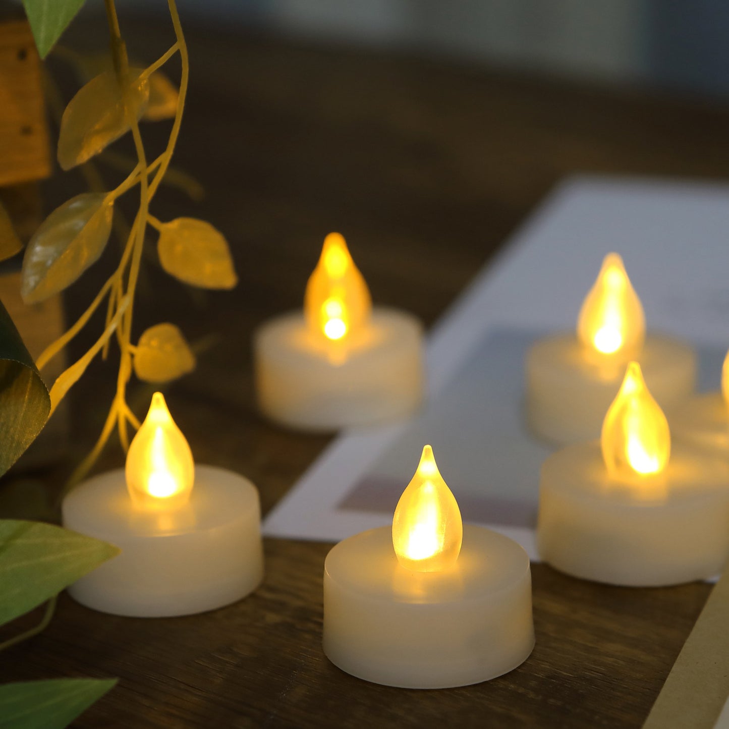 CANDLE CHOICE Battery Operated Flameless Tea Lights with Timer Realistic Flickering Electric LED Tealight Candles for Halloween Thanksgiving Christmas Wedding Party Decorations 6 PCS Batteries Incl.