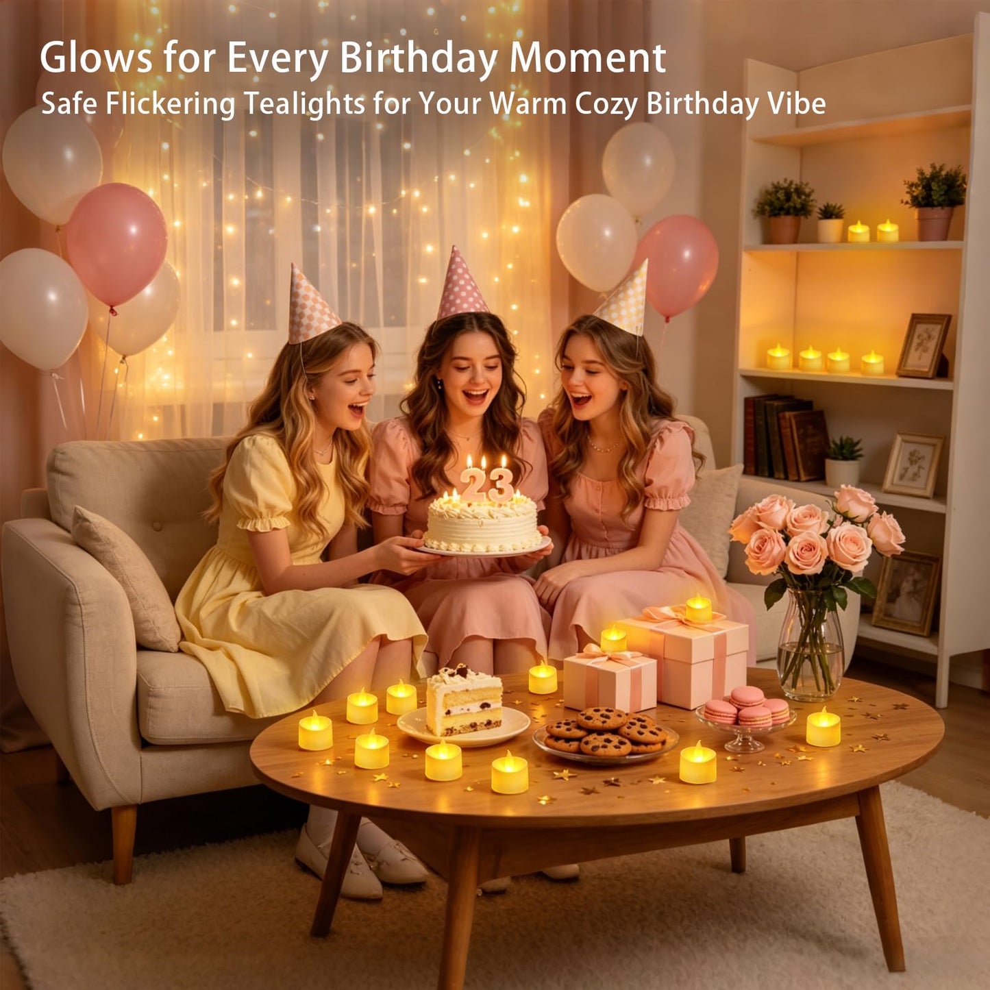 Dual-Flame Flickering Flameless LED Tealight Candles, Battery Operated Tea Lights with Realistic Warm Yellow Glow, 200+ Hour Long-Lasting Fake Candles for Home Wedding Votive Decor (Ivory, 24 Pack)