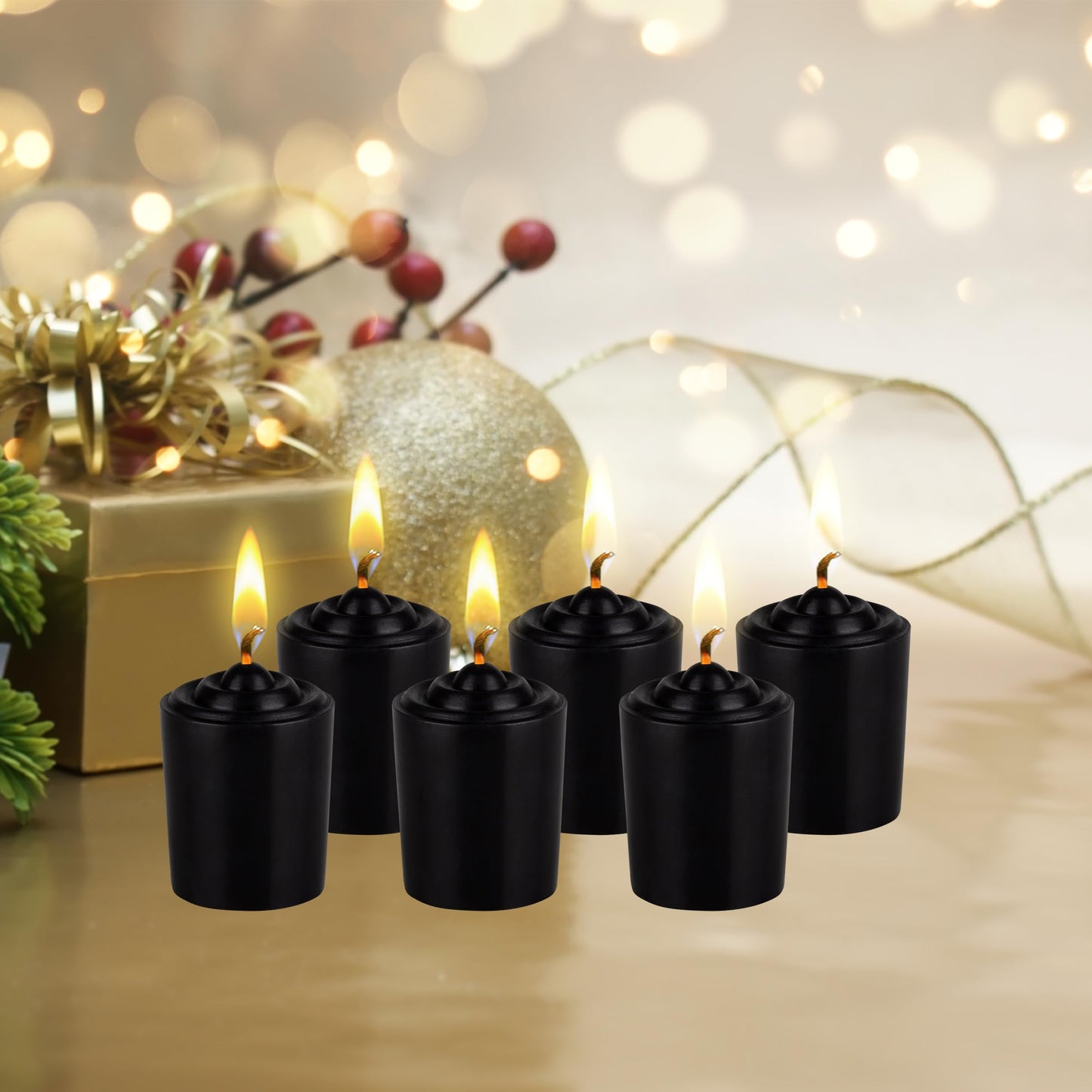 Mega Candles 12 pcs Unscented Black Votive Candles, Hand Poured Wax Candle 15 Hours 1.5 Inch x 2.25 Inch, Home Décor, Wedding Receptions, Centerpieces, Occasions, Events, Festivities, Meditations