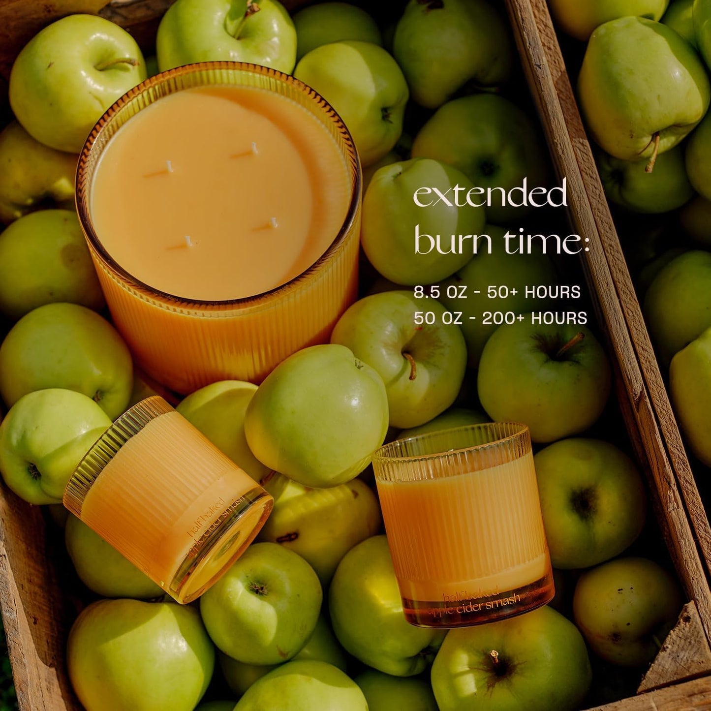 Half Baked Apple Cider Smash Scented Candle by Snif, Festive Fall Candle, 50+ Hours, 100% Cotton Fiber Wicks, Soy Wax Blend, Non-Toxic, Vegan, 8.5oz