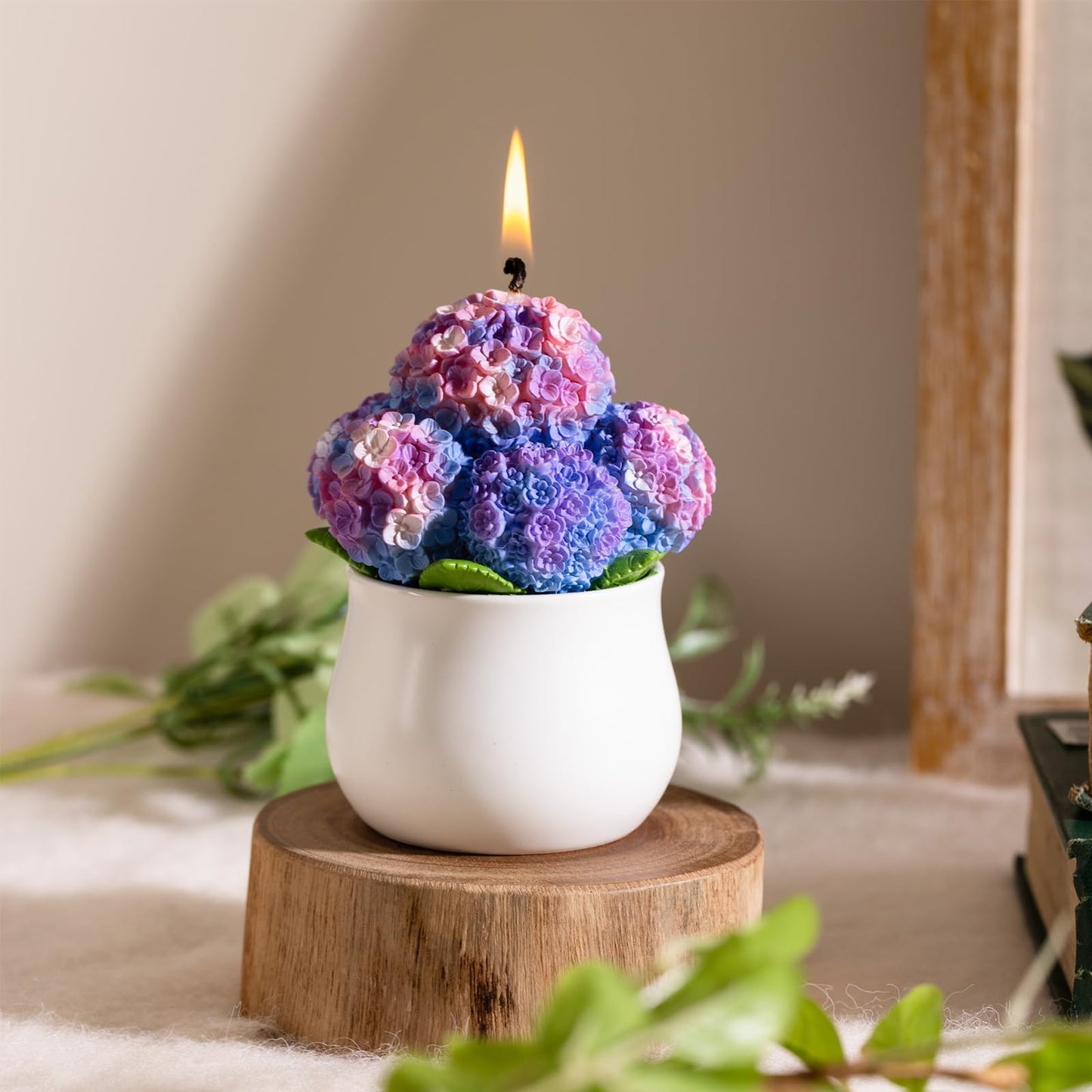 Hydrangea Potting Scented Vegetable Wax Candle Home Decora for Mother's Day