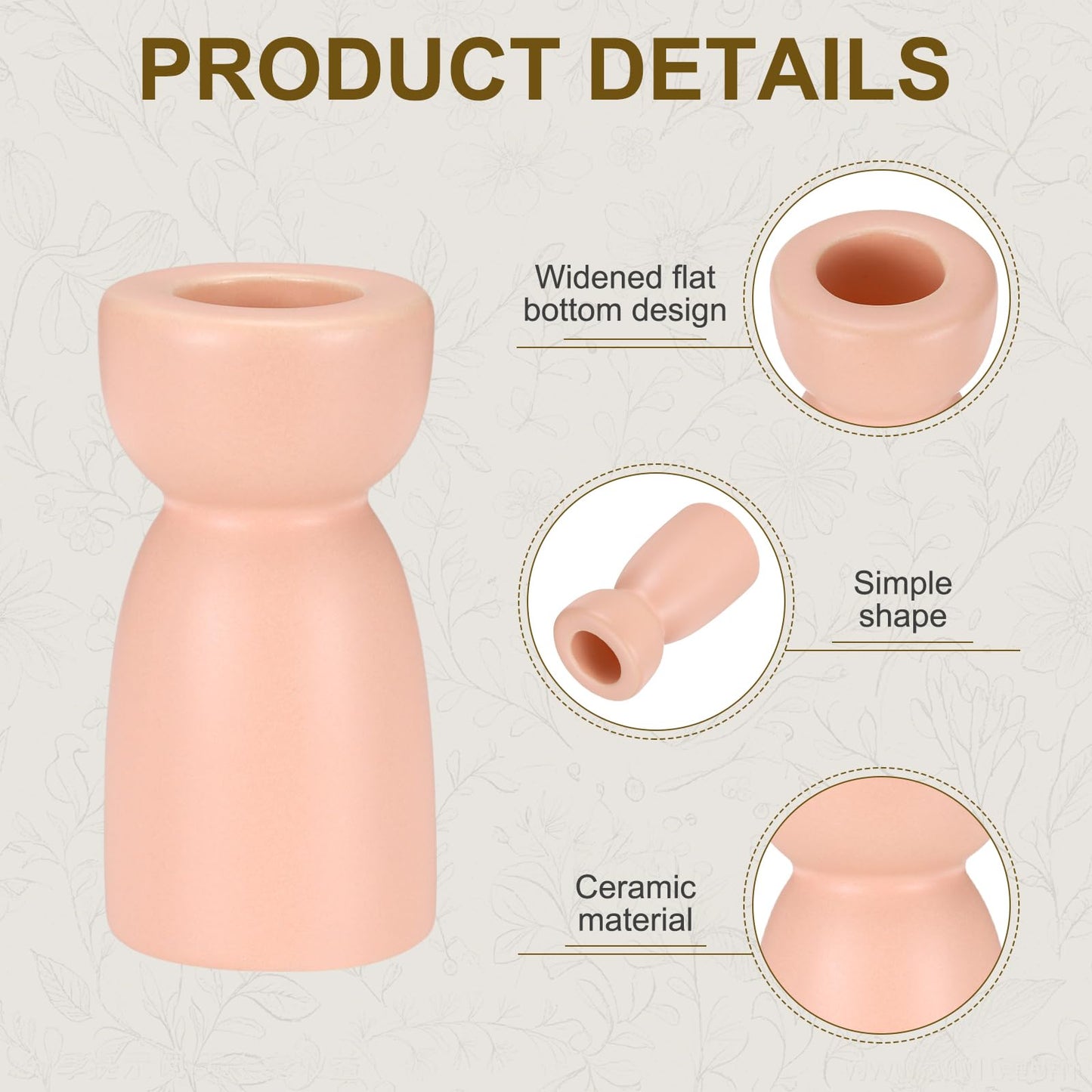 uxcell 2 Pack Candlestick Holder Light Pink Ceramic Taper Candle Holder Candle Stand Holders Modern Style Decoration for Centerpiece Tabletops Anniversary