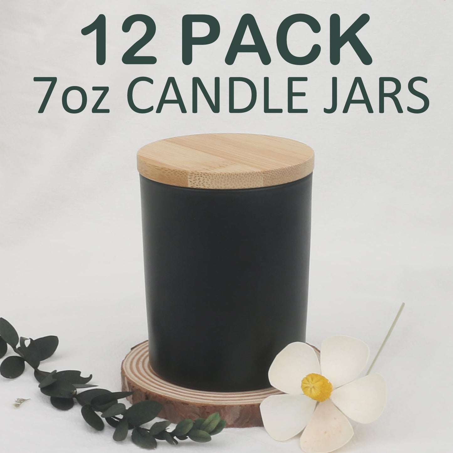 MILIVIXAY 12 Pack 7 OZ Matte Black Thick Glass Candle Jars with Lids - Bulk Empty Candle Jar for Making Candles - Spice, Powder Containers.