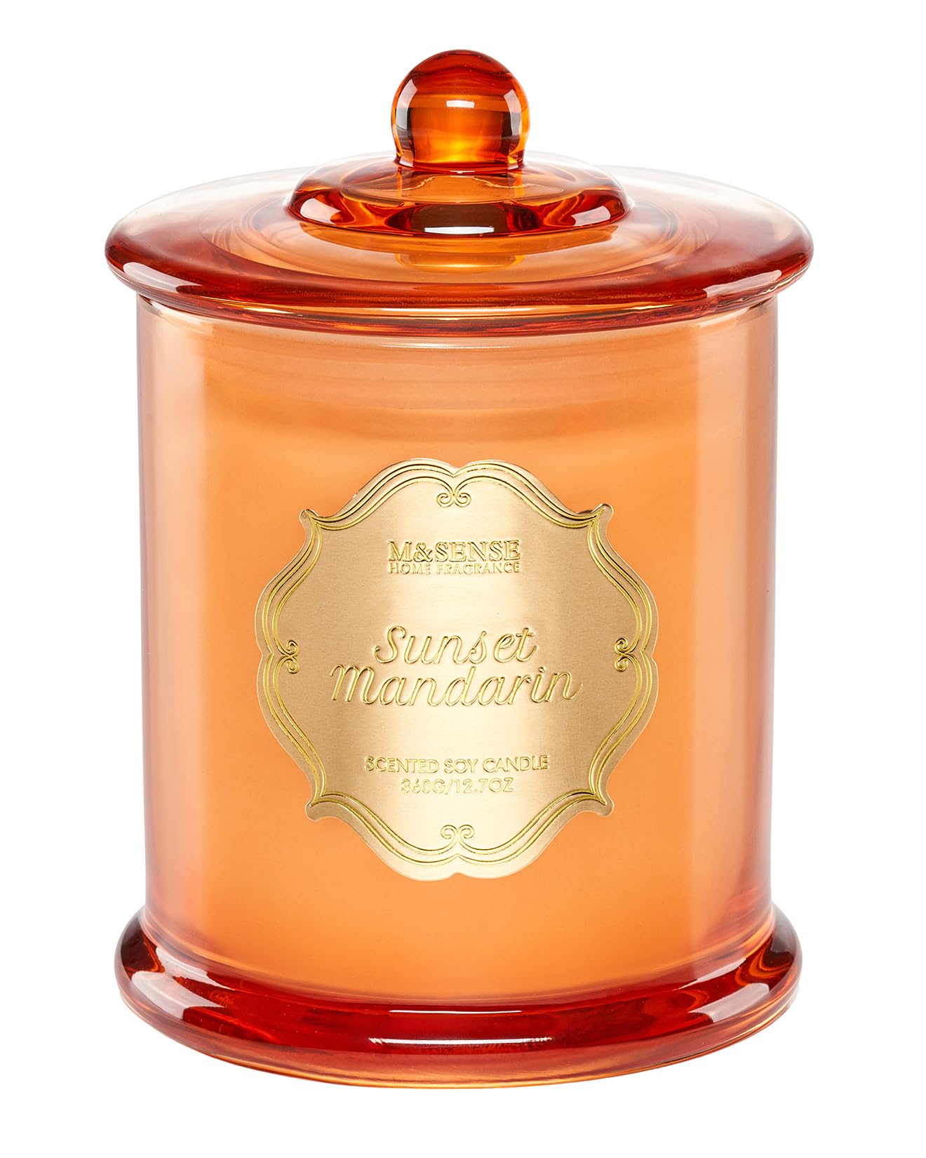M&SENSE Citrus Candles for Home Scented, Natural Organic Soy Candle 12.7oz 75 Hour Long Lasting Slow Burning, Mandarin Fragrant Double Wick Jar Candle Fresh Smelling for Bathroom