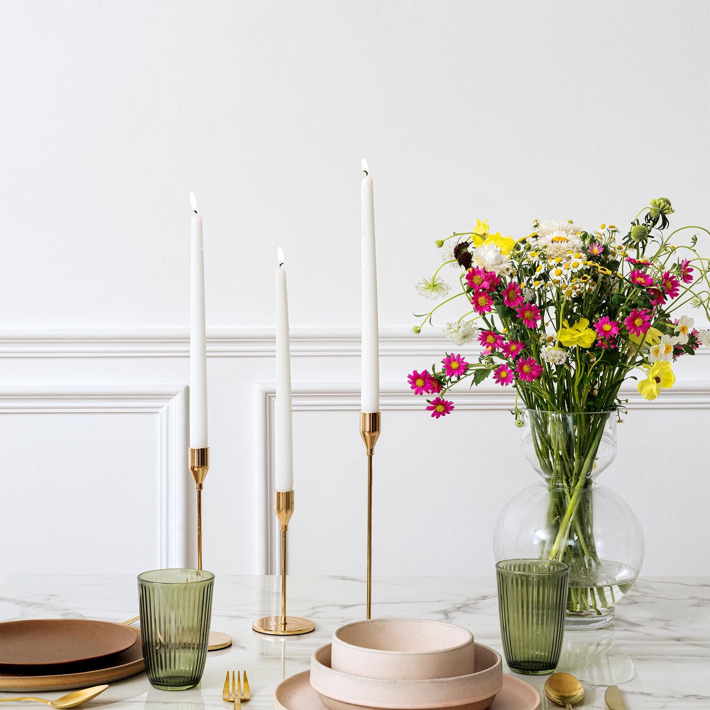 12 Inch Taper Candles 6 Pcs Unscented, Smokeless, Dripless Long Tapered Candlesticks Candles for Christmas Birthday Dinner Wedding Party Home Decor