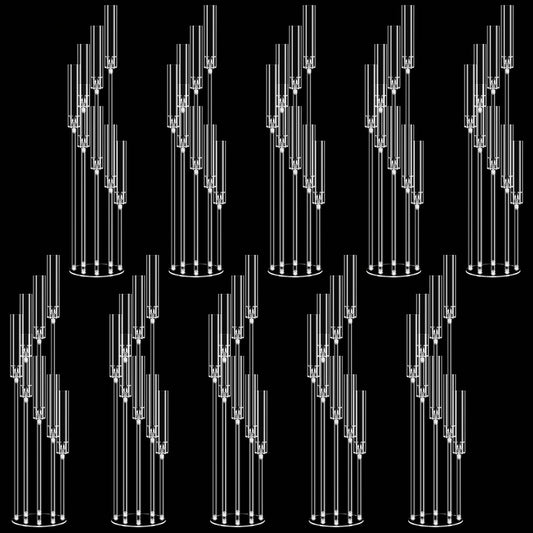 10pcs 8 Arm Acrylic Candelabra for Wedding,49inch Tall Floor Candle Holders Clear Candlesticks Holder for Housewarming Gift Fireplace Valentine's Day Birthday Party Home Decoration