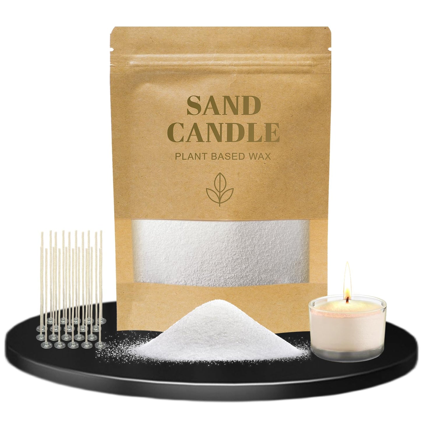 Scented Candle Sand – Sandalwood Bamboo Bloom | 17.6oz Plant Wax Granules with 20 Candle Wicks | Elegant Botanical Scent, Clean-Burn, Tranquil & Sophisticated Atmosphere