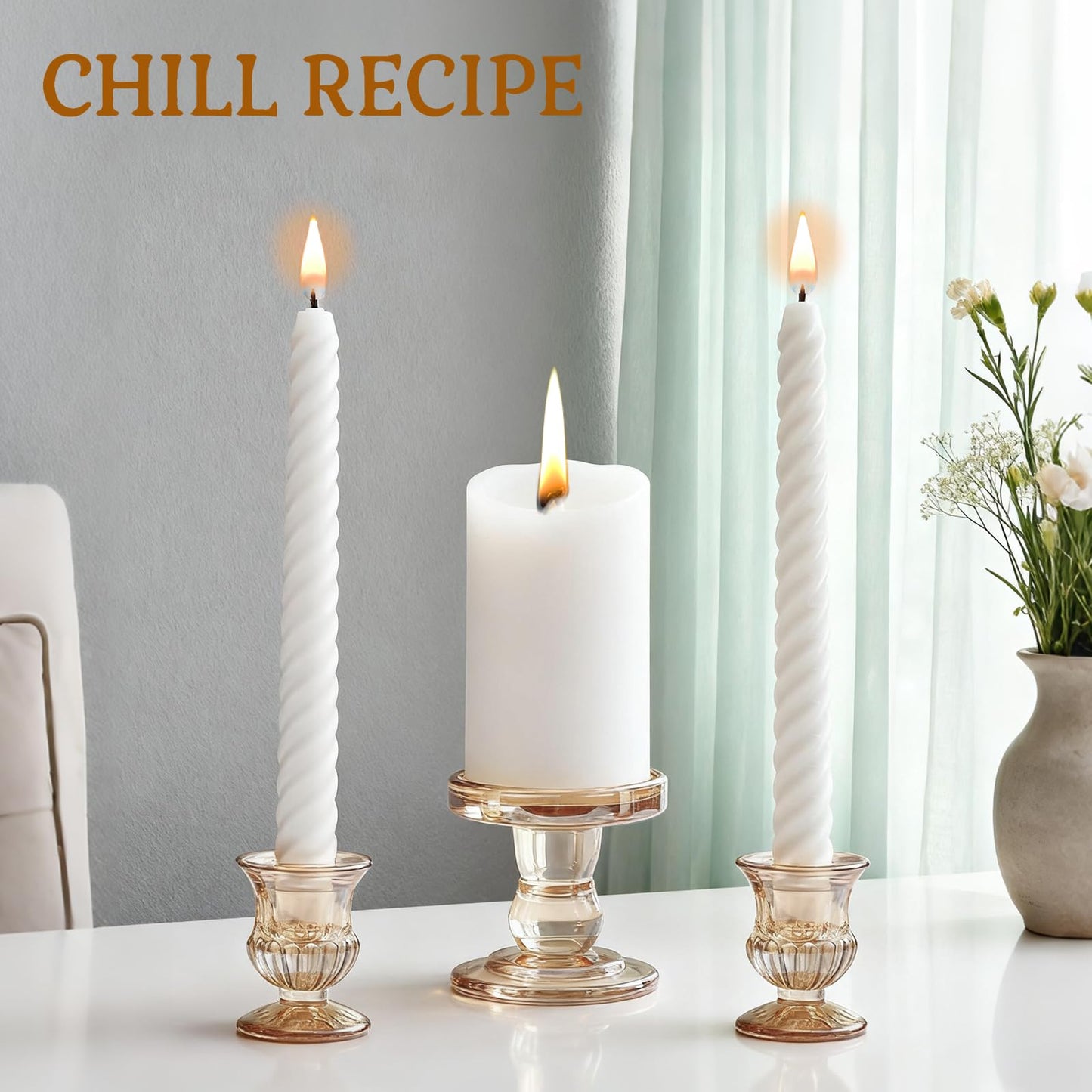CHILL RECIPE Unity Candle Holders Glass Candlestick Holders for Pillar Candles Taper Candles, Crystal Taper Candle Holders for Weddings Table Centerpiece Dinning(Gold)