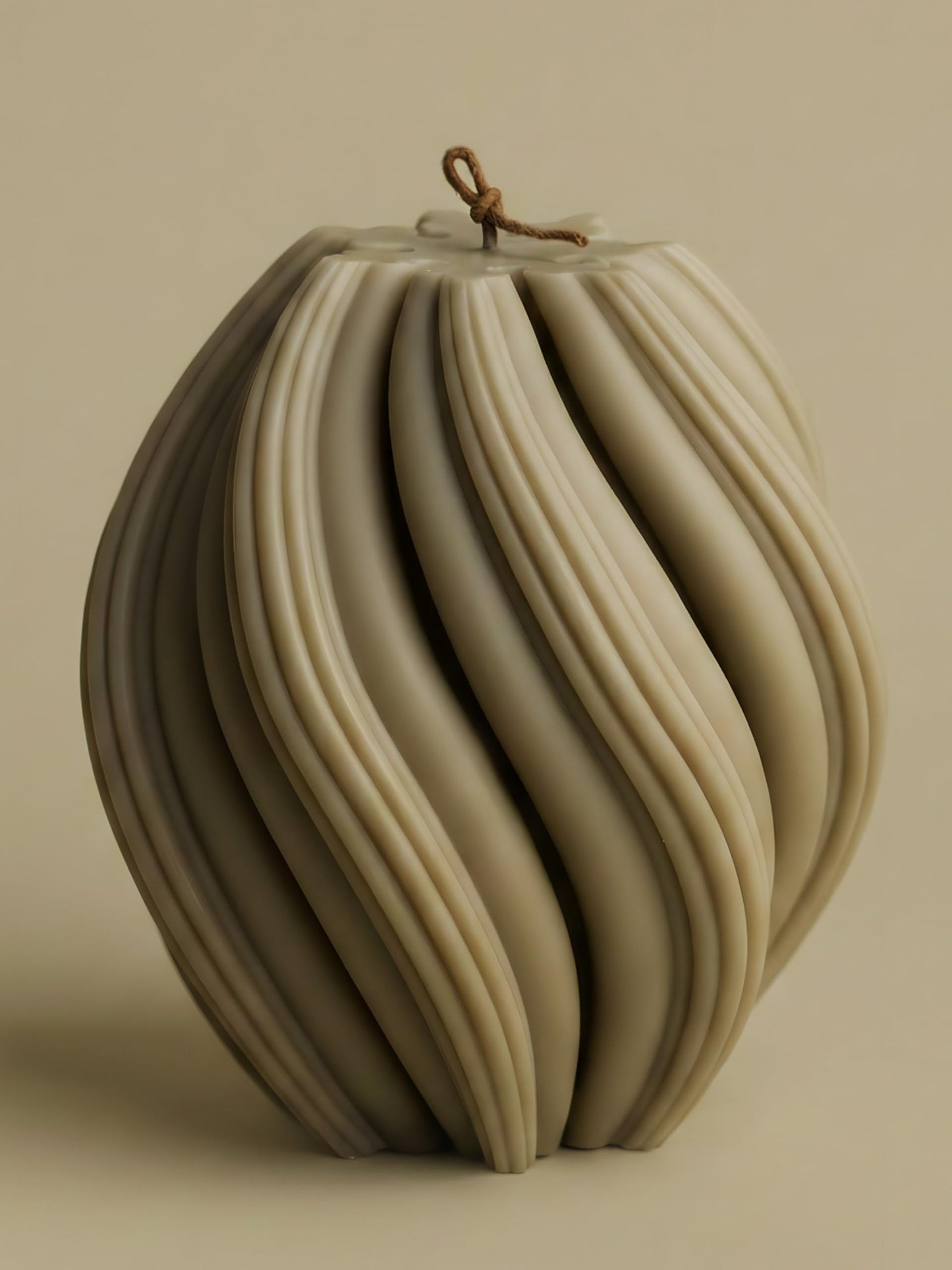 LAWA Swirl Candle - Beautiful Handmade Pillar Soy Wax Twirl Elegant Bubble Aesthetic Candle Housewarming Gift Home Room Shelf Decor Idea Spiral Olive Beige Medium