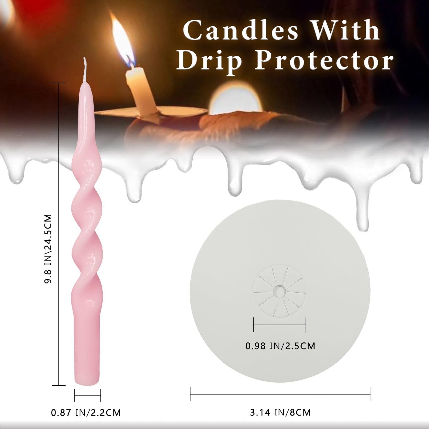 XINAOBAOLUO Spiral Taper Candles Twisted Candlesticks Tall Pink Odorless Candle Sticks with Candle Drip Tray for Home Decoration Holiday Wedding Party