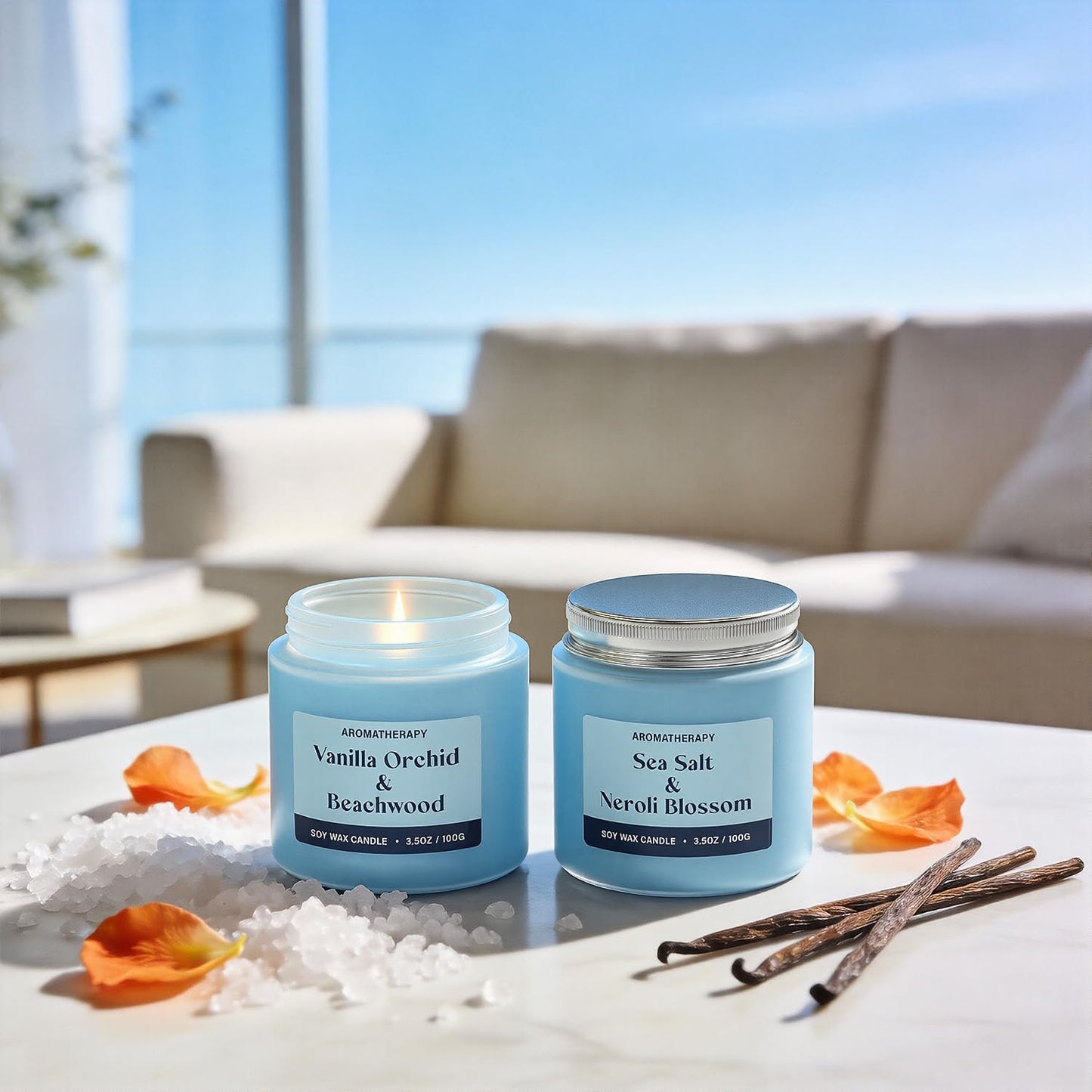 Waxcanpy Summer Scented Candles Gifts for Women, Soy Candle Gift Set, 2 Pack Fresh Summer Aromatherapy Candles for Relaxing & Home Decor