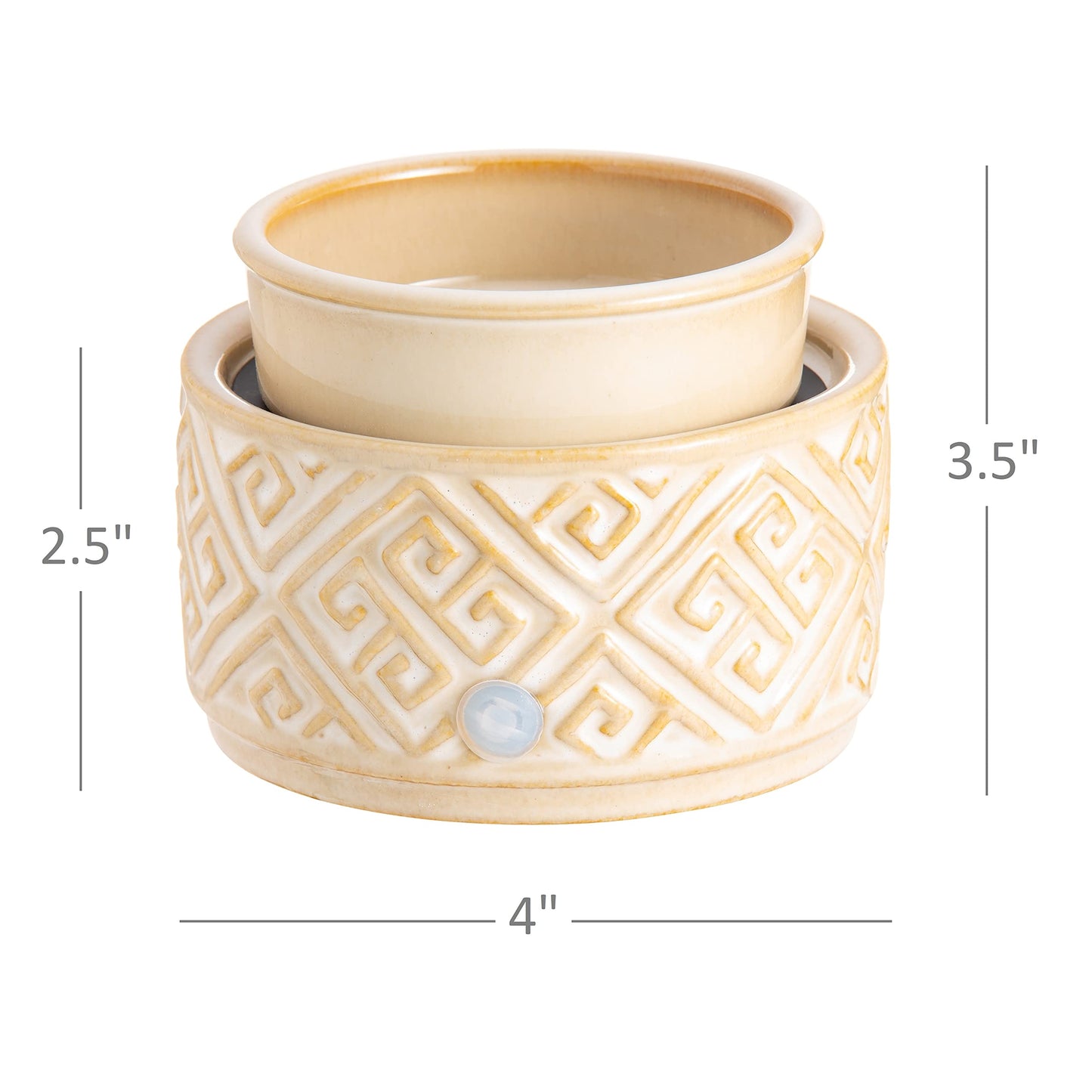 Ceramic Candle Warmer Electric with Safety Timer | 2-in-1 Automatic Plug in Fragrance Warmer for Scented Wax Melts and Jar Candles | Decorative Air Freshener with Removable Dish, Sandstone Meander
