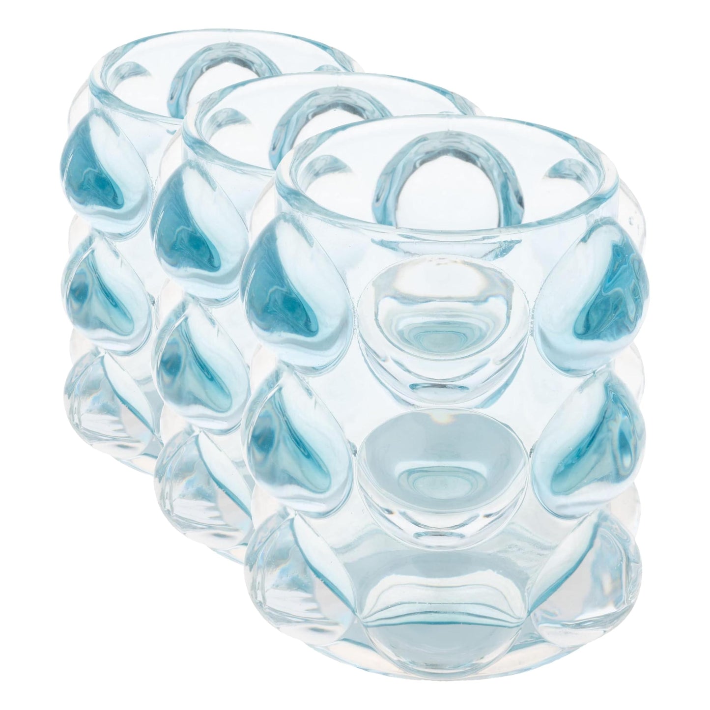 Karma, Lucia Hobnail Votive, Tea Lights Candle Holder, Glass Votive Candle Holders for Table Decorations, Baby Shower, Birthday Party, Weddings and Home Decor, Blue (Pack of 3)
