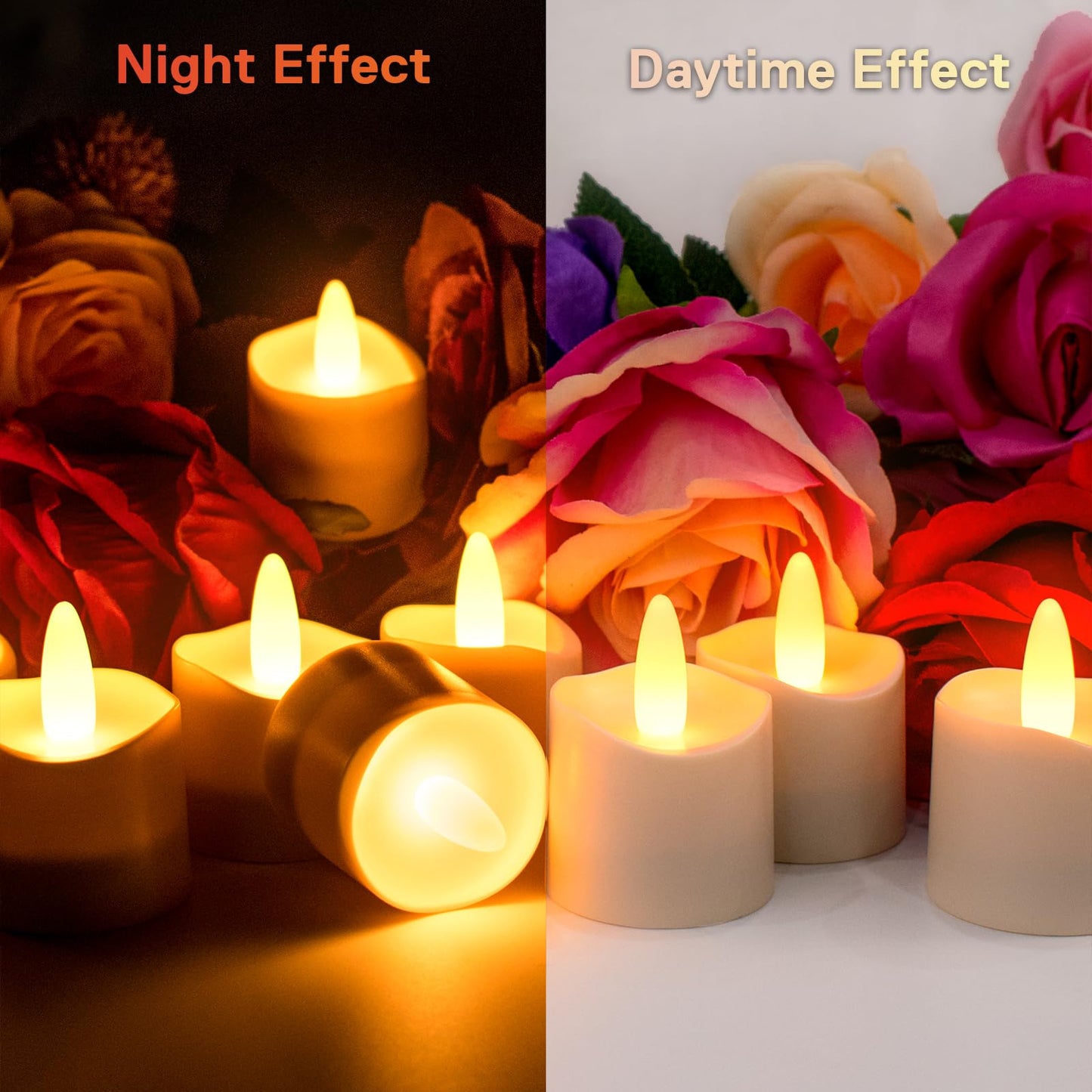 HL Rechargeable Waterproof LED Tea Lights with Remote & Timer, 100H Flameless Votive Candles for Indoor/Outdoor, Flickering Décor for Weddings, Parties, Halloween & Christmas.