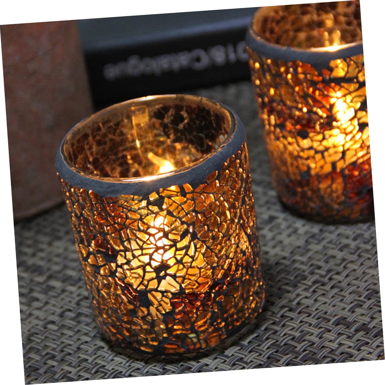 OSALADI European Style Glass Candlestick Set of 2 Stylish Candle Holders for Home and Party Desktop Decor 2.95X2.95X3.34In Flameless Candle Holder Alternative