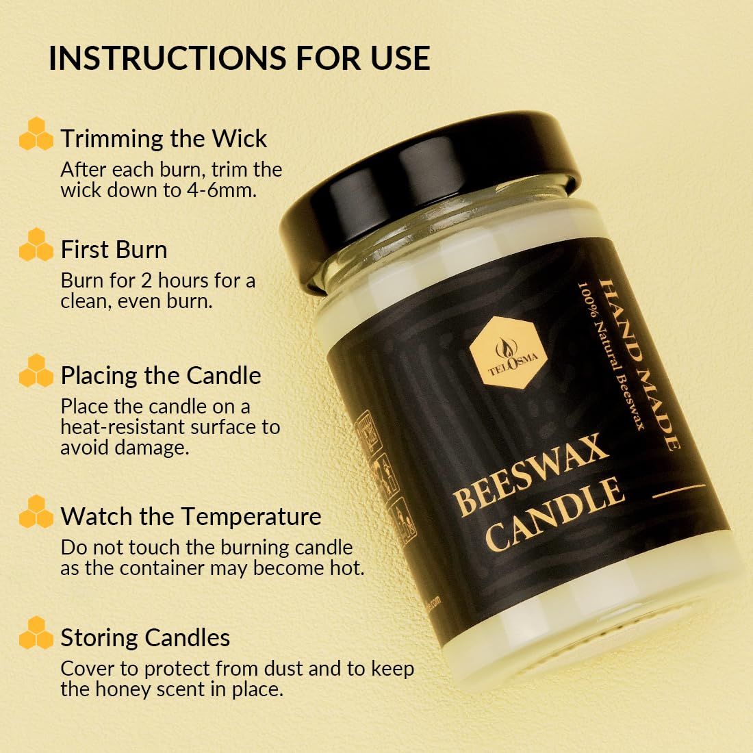 4 PCS Beeswax Jar Candles Emergency Candles Natural Beeswax Candles Unscented 1 Day Candle, Organic, Smokeless - Off White