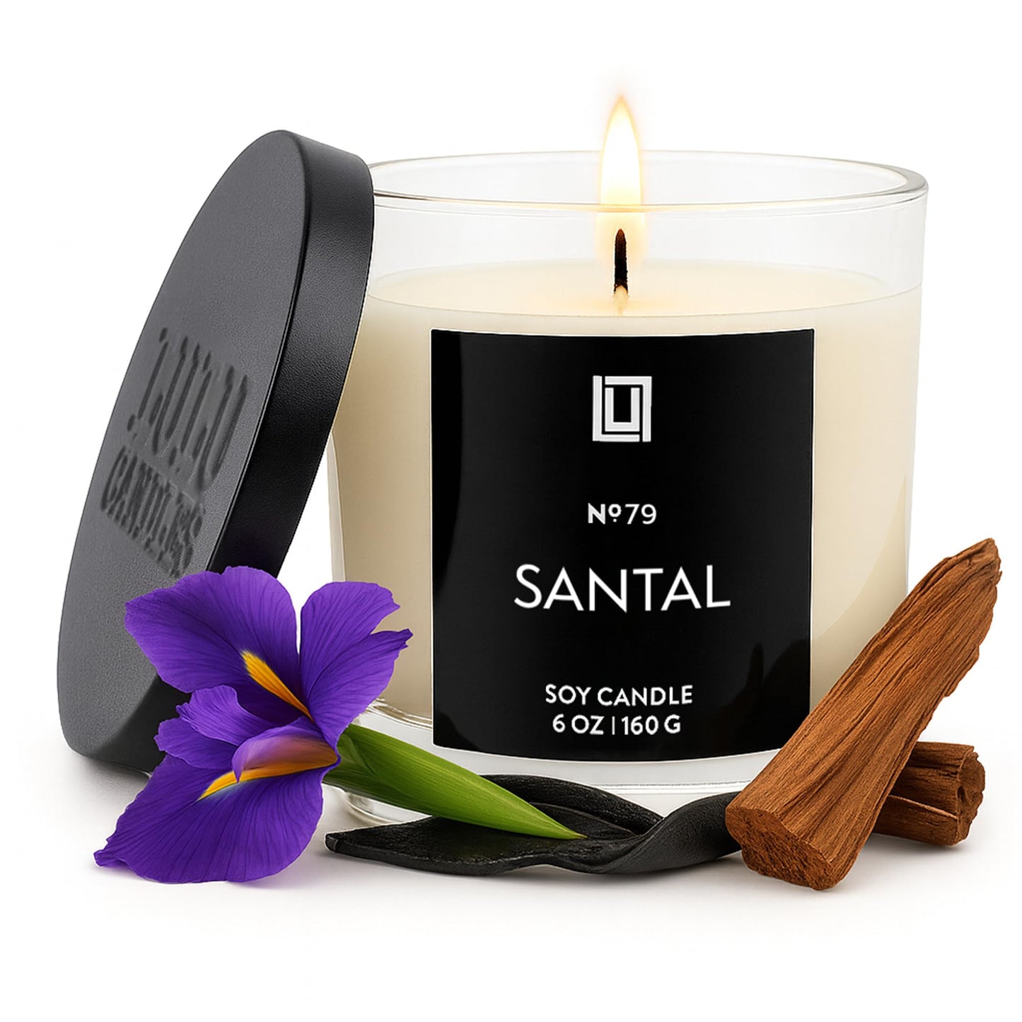 Lulu Candles | Santal | Smells Woodsy & Elegant | Luxury Scented Soy Jar Candle | Hand Poured in The USA | Highly Scented Long Lasting (6 Oz.)