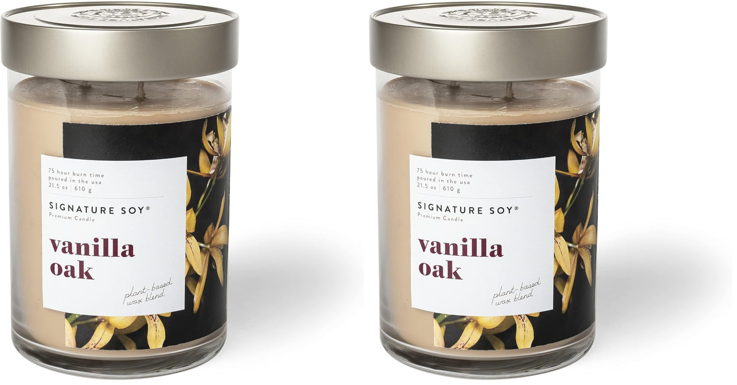 Signature Soy Lidded Vanilla Oak Scented Candle, Extra Large Jar (Pack of 2)