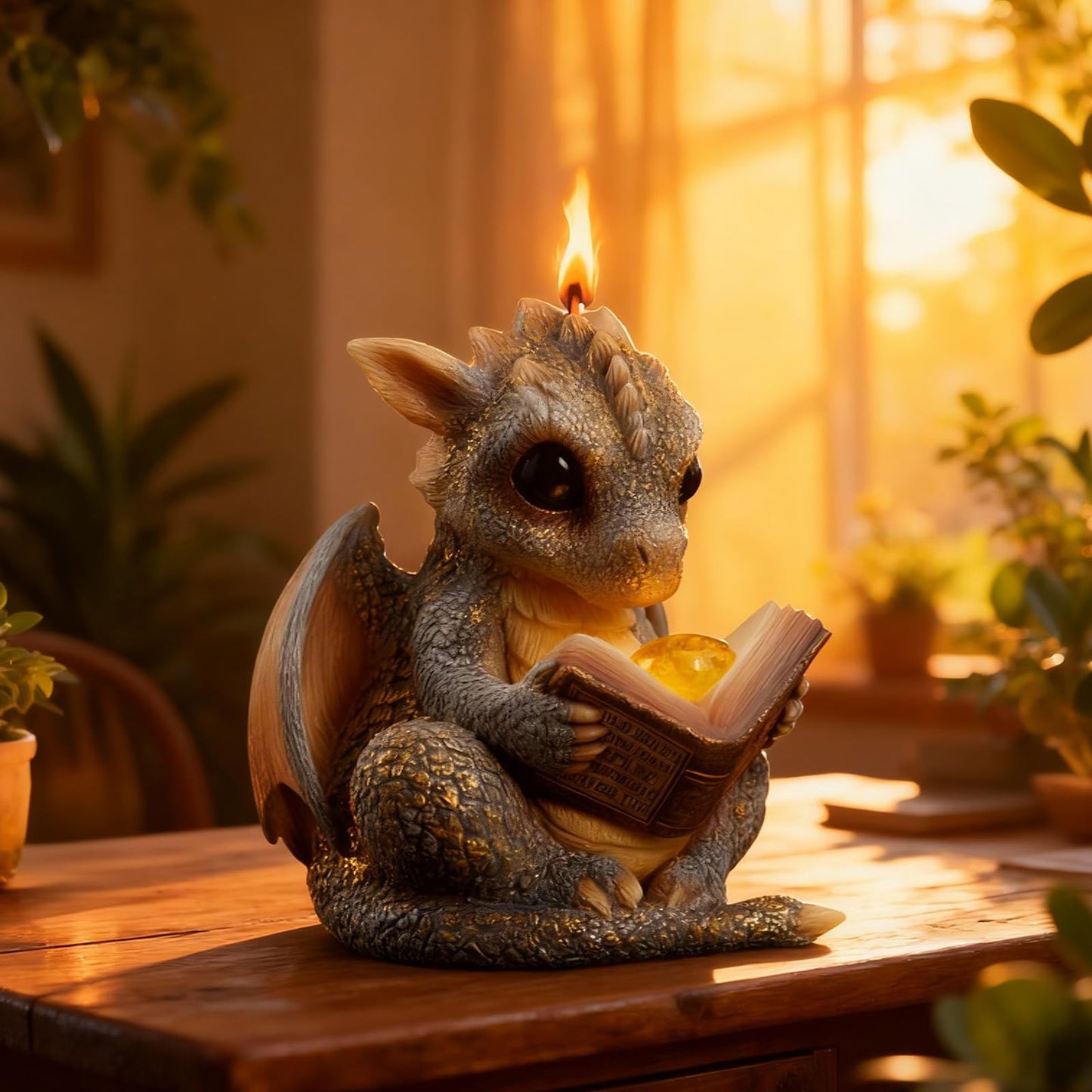 Book-Reading Dragon Silicone Candle Mold, 3D Dinosaur Resin Casting Silicone Mold for Home Decor, Soap & Candle Making, Animal Epoxy Resin Craft Mold, Gifts for Dinosaur Lovers