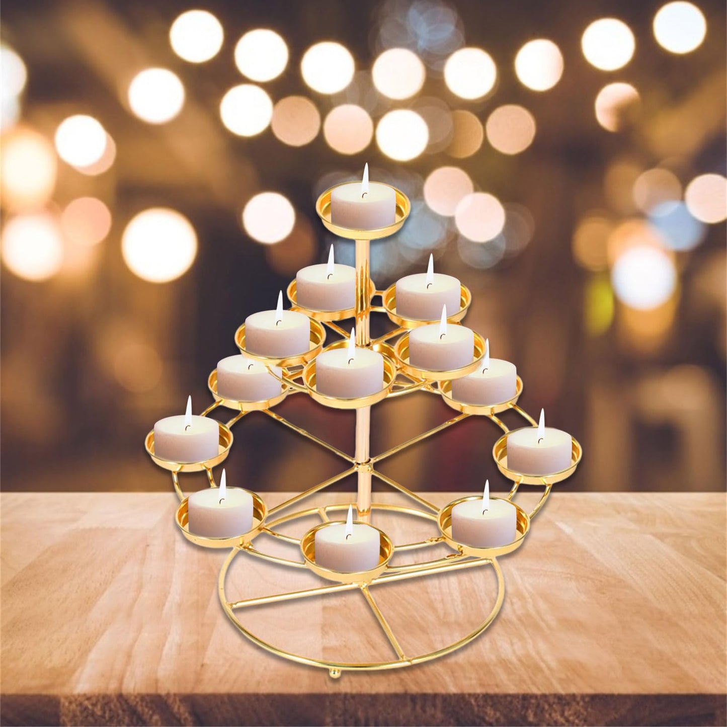MIXIKE 1PC 3 Layer 14 Lamp Home Table Centerpieces Butter Lamp Desk Ornament Candle Holder Butter Lamp Candle Holder