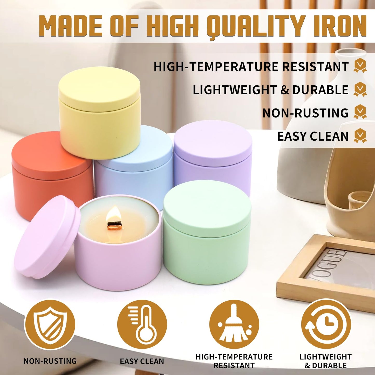 YJHSS 24-Pack 4oz Candle Tins with Lids, Metal Candle Jars for Candle Making, Empty Containers Vessels Bulk for Small Business & Beginners DIY Storage -Multicolor