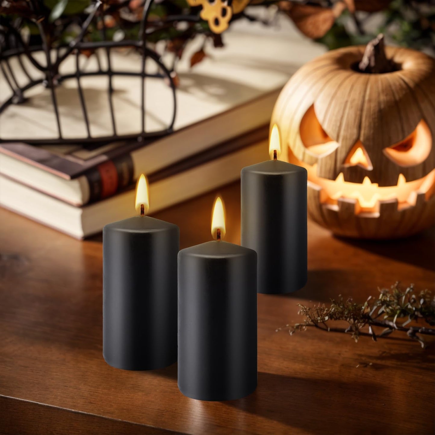 YOROXRG 2"x4" High Black Pillar Candles, Set of 20 Unscented. Bulk Buy. Ideal for Halloween, Wedding, Emergency Lanterns, Household, Wedding and Home Décor Candlesticks