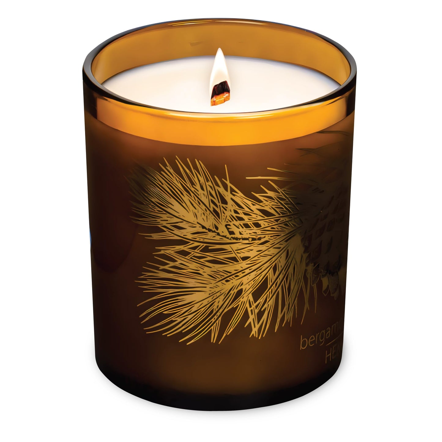 Hemlock Park Bergamot Cedar Amber Gold Leaf Hand-Poured Scented Candle | Crackling Wood Wick, Botanical Fragrance & Coconut Wax | Up to 60 Hour Burn Time | 7.2 oz