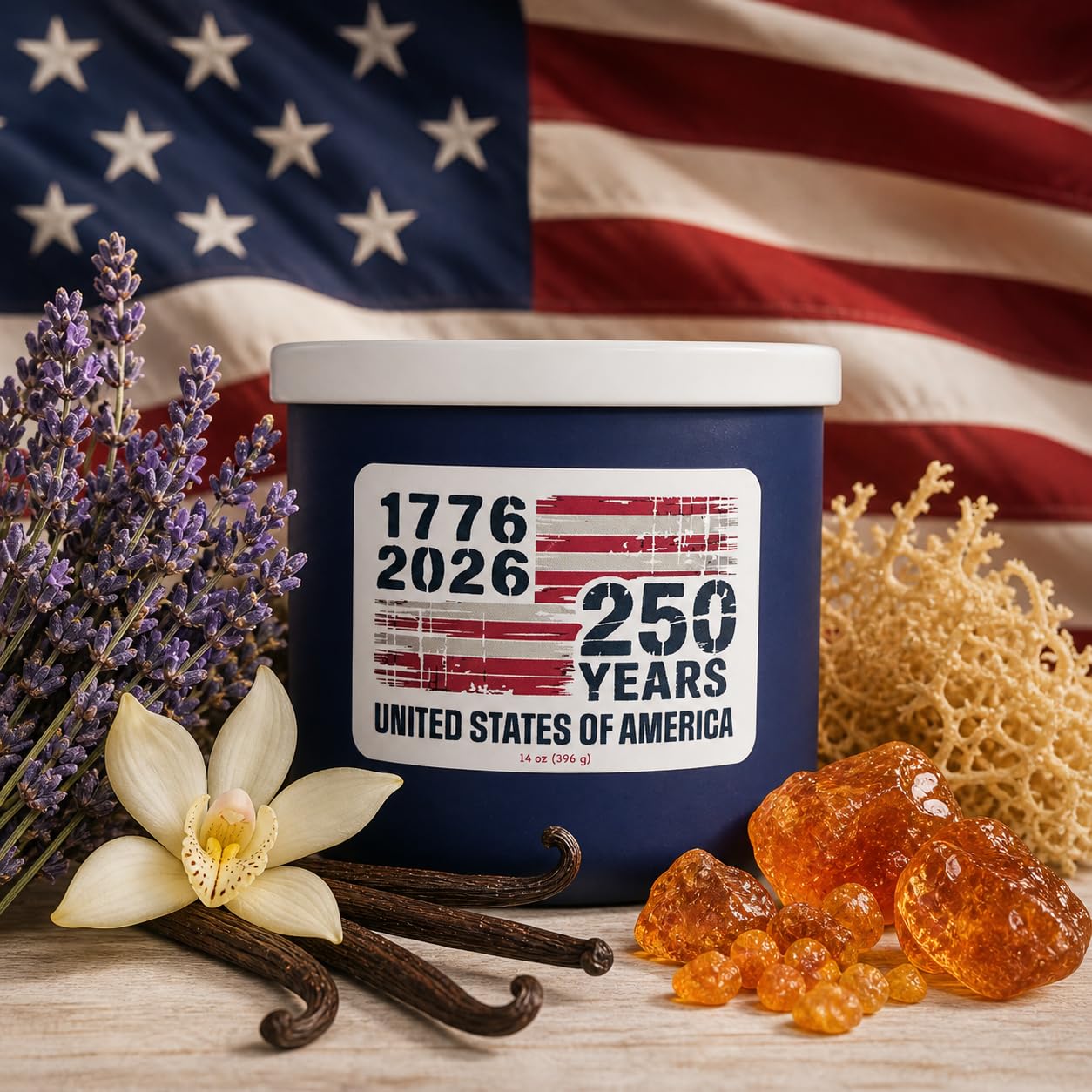 Colonial Candle 250th Anniversary Scented Jar Candle, 3 Wick, 14 oz, 60H Burn - Made in The USA