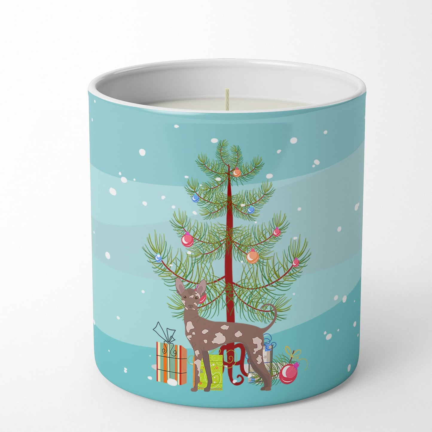 Caroline's Treasures CK3473CDL Mexican Hairless Dog Christmas Tree 10 oz Decorative Soy Candle Nature Soy Wax Essential Oil Home Decor Ideal for Bedroom Kitchen Bath Office Gift, 10 oz