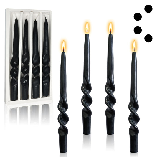 Black Taper Candles Tall Halloween Candlesticks Dripless Spiral Taper Candles Twisted Candlesticks Funky Candle Sticks Unscented Candle for Halloween Dinner Decor Praty Housewarming
