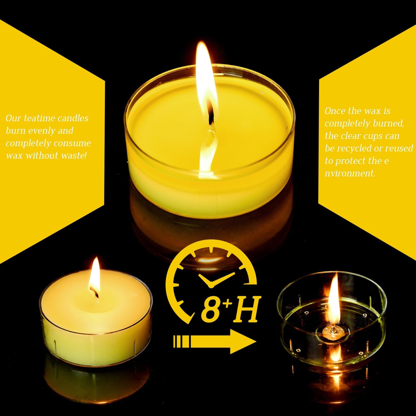 Scented Tealight Candles, 6Pcs Lemon Natural Soy Tea Lights Candle - 8 Hours Long Burning, Smokeless and Clean Burn for Home Decor, Dinner, Weddings, Party