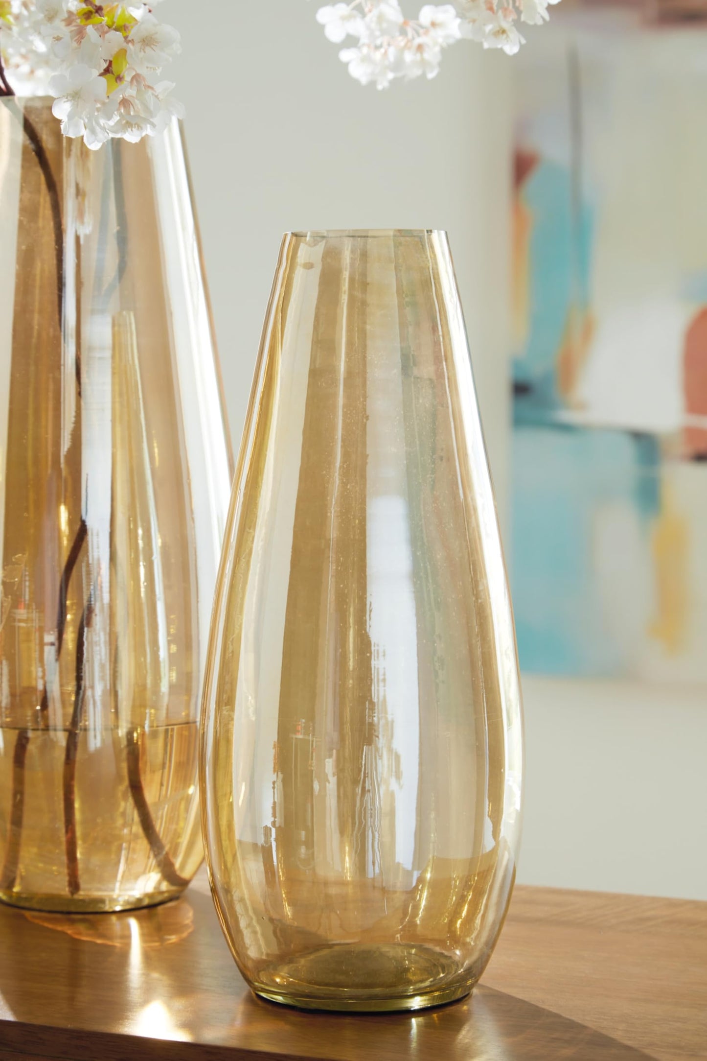 Signature Design by Ashley Rhettman Farmhouse Indoor/Outdoor 16" Glass Tabletop Vase, Light Brown