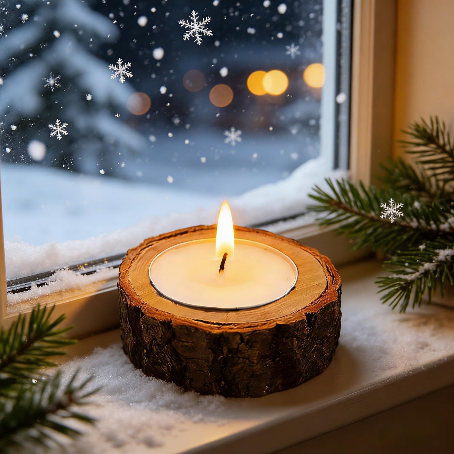 LIFTATAPA 12 Pack Wooden Tealight Candle Holders, Rustic Wood Votive Tealight Holder, Personalized Tealight Candlestick for Wedding Party and Home Decoration